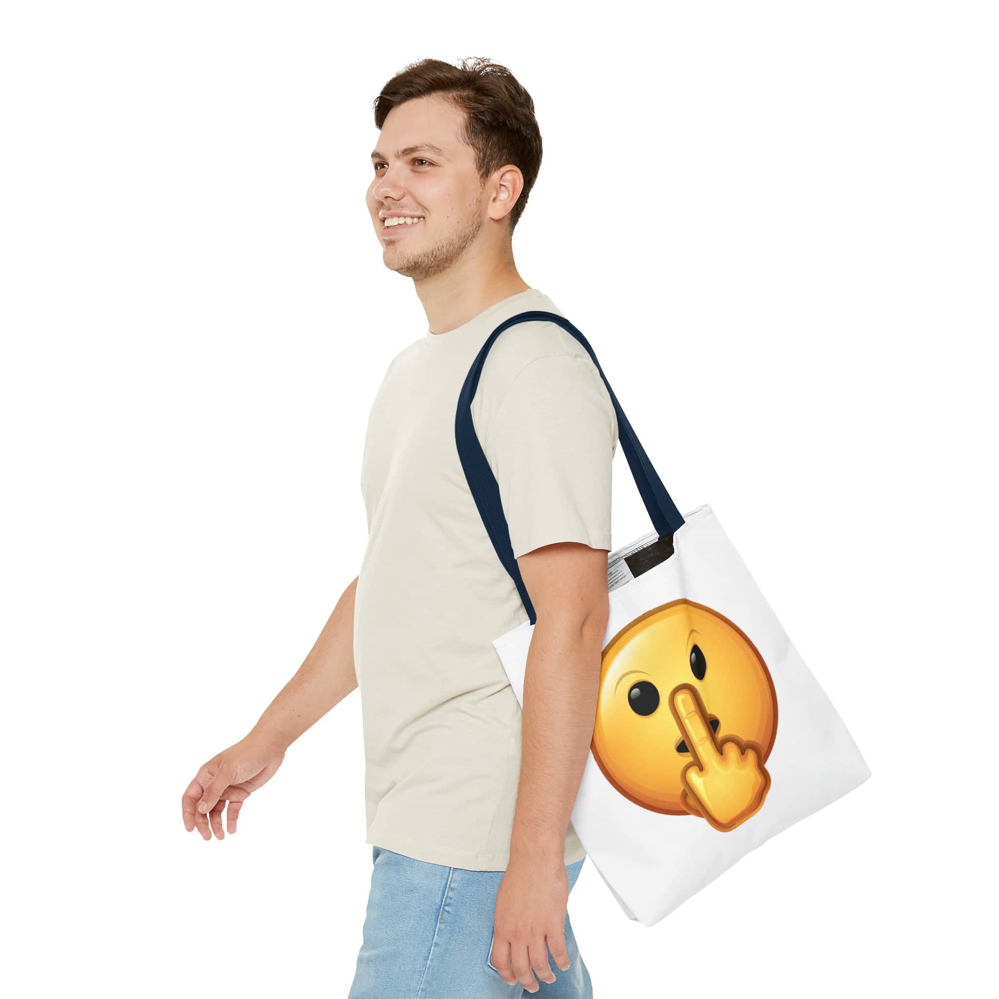 Middle Finger FU Shh Silent Protest Emoji Tote Bag (AOP)