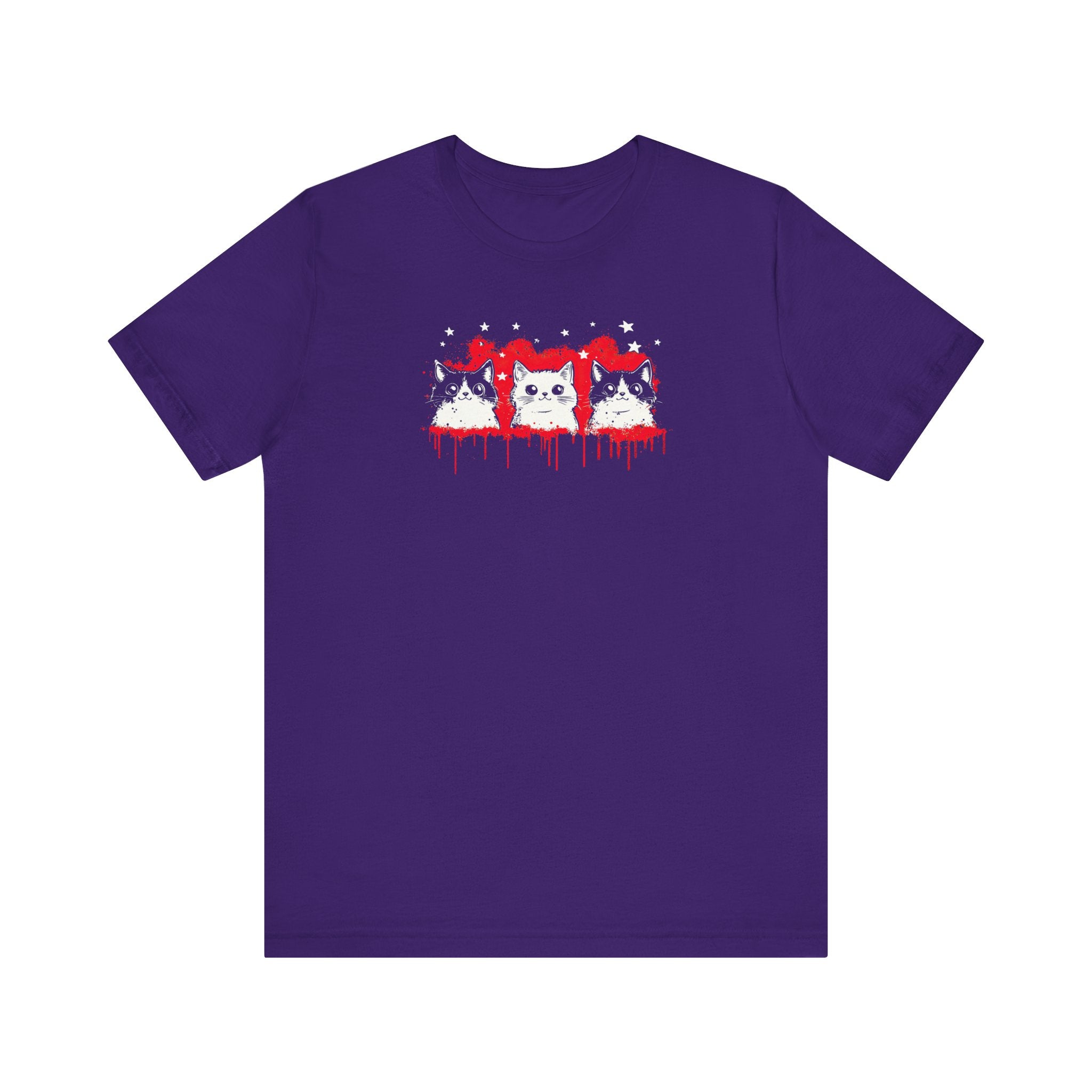 Triple Cat Drip Graphic Tee – Cool Cats in Stars and Stripes Shirt