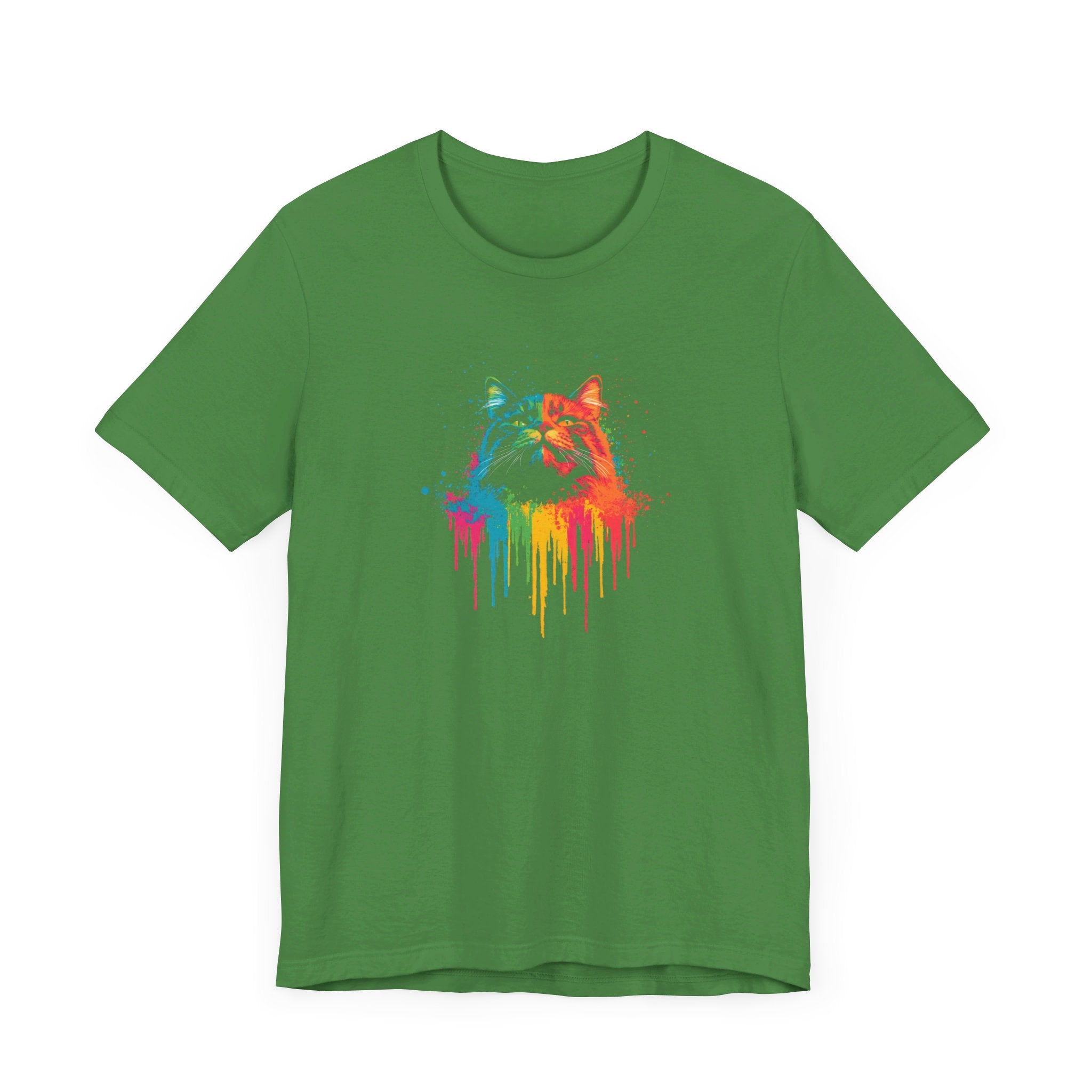 Colorful Dripping Cat T-Shirt - Vibrant Feline Art Tee