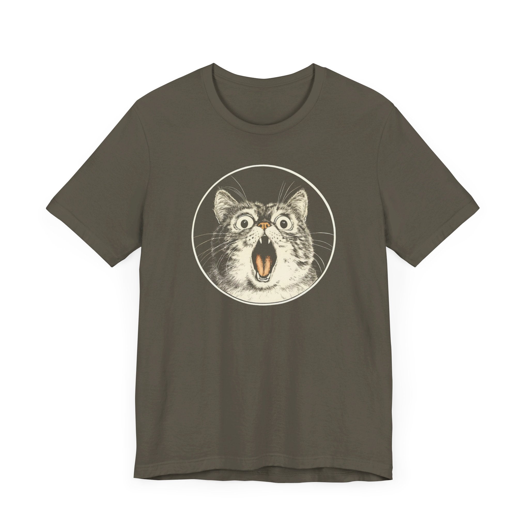 Surprised Cat Graphic Tee – Vintage Style Cat Lover Shirt