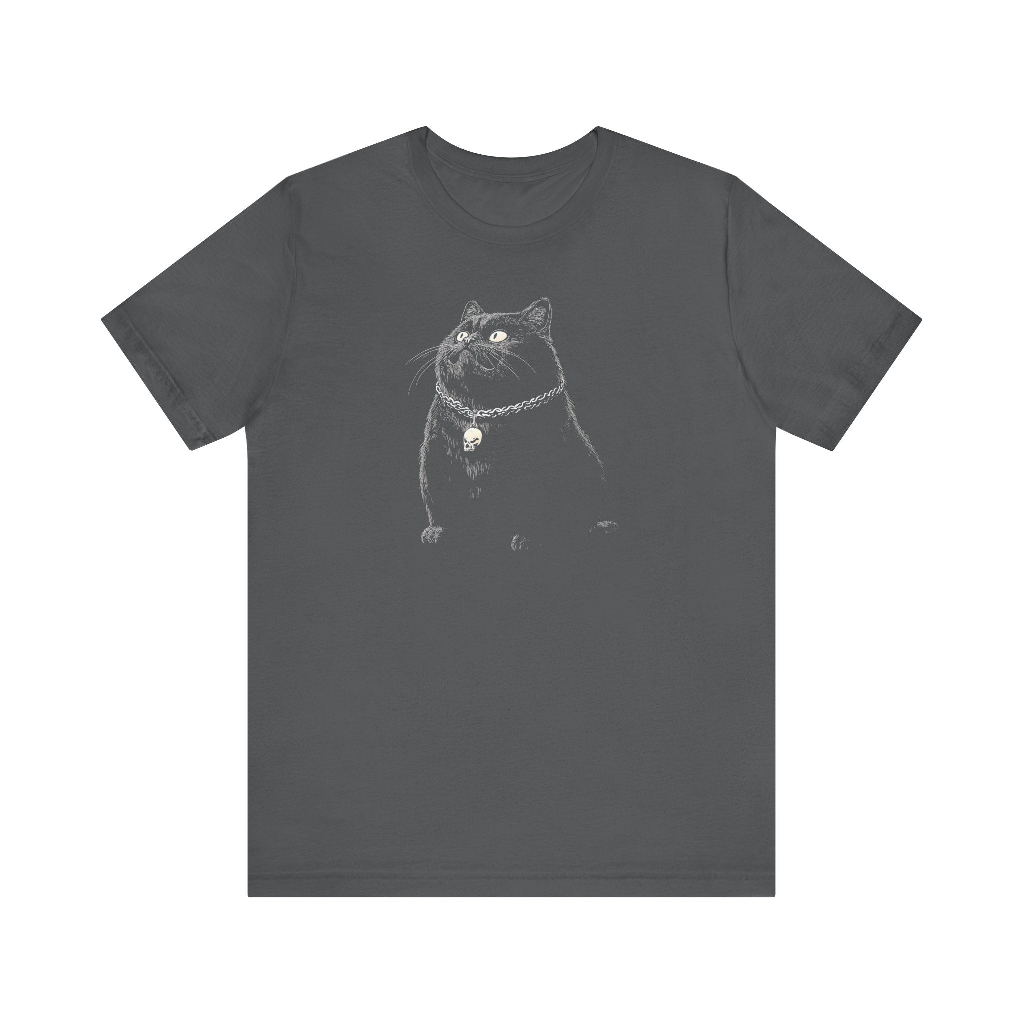 Gothic Black Cat with Skull Necklace T-Shirt