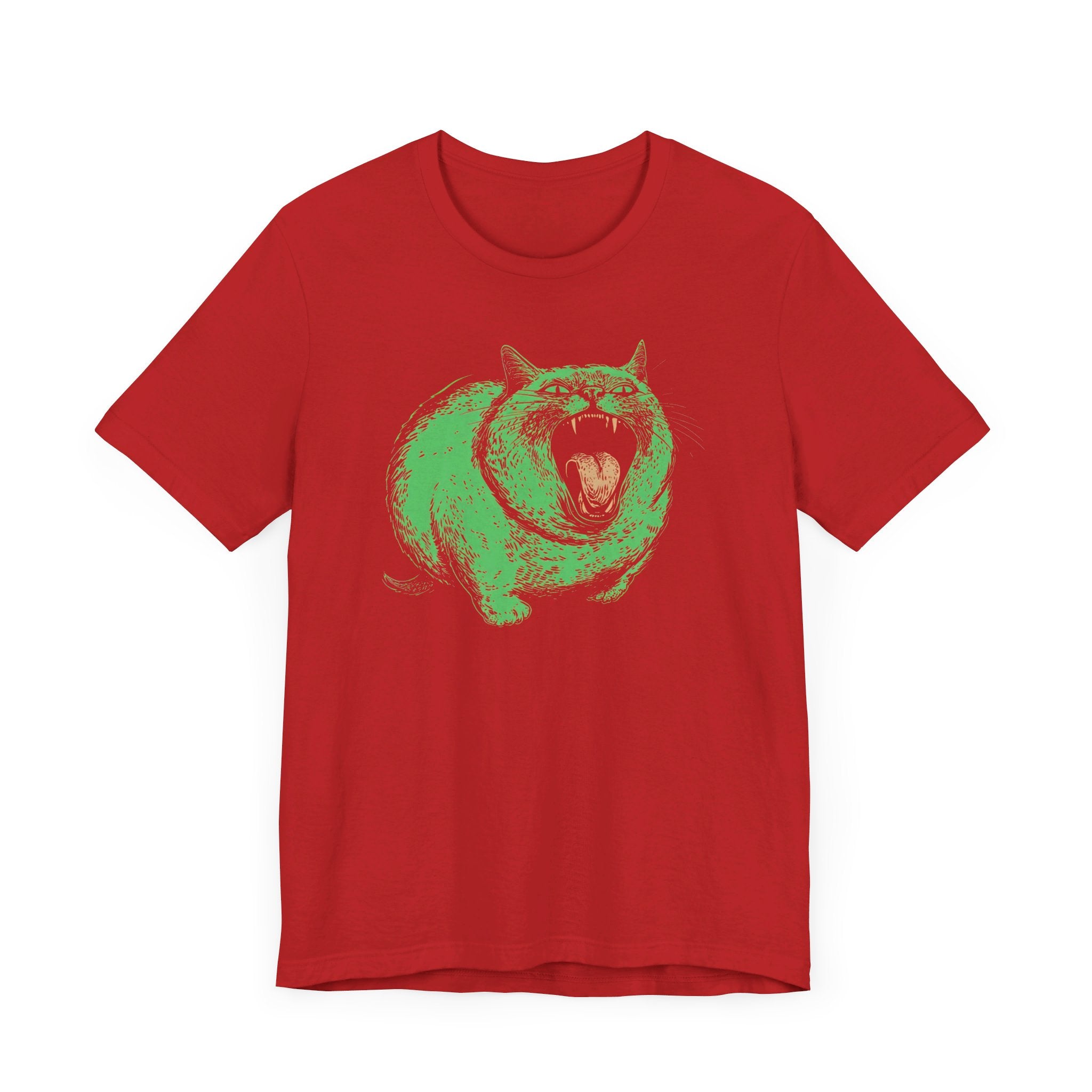 Green Monster Cat T-Shirt - Fierce Feline Halloween Graphic Tee