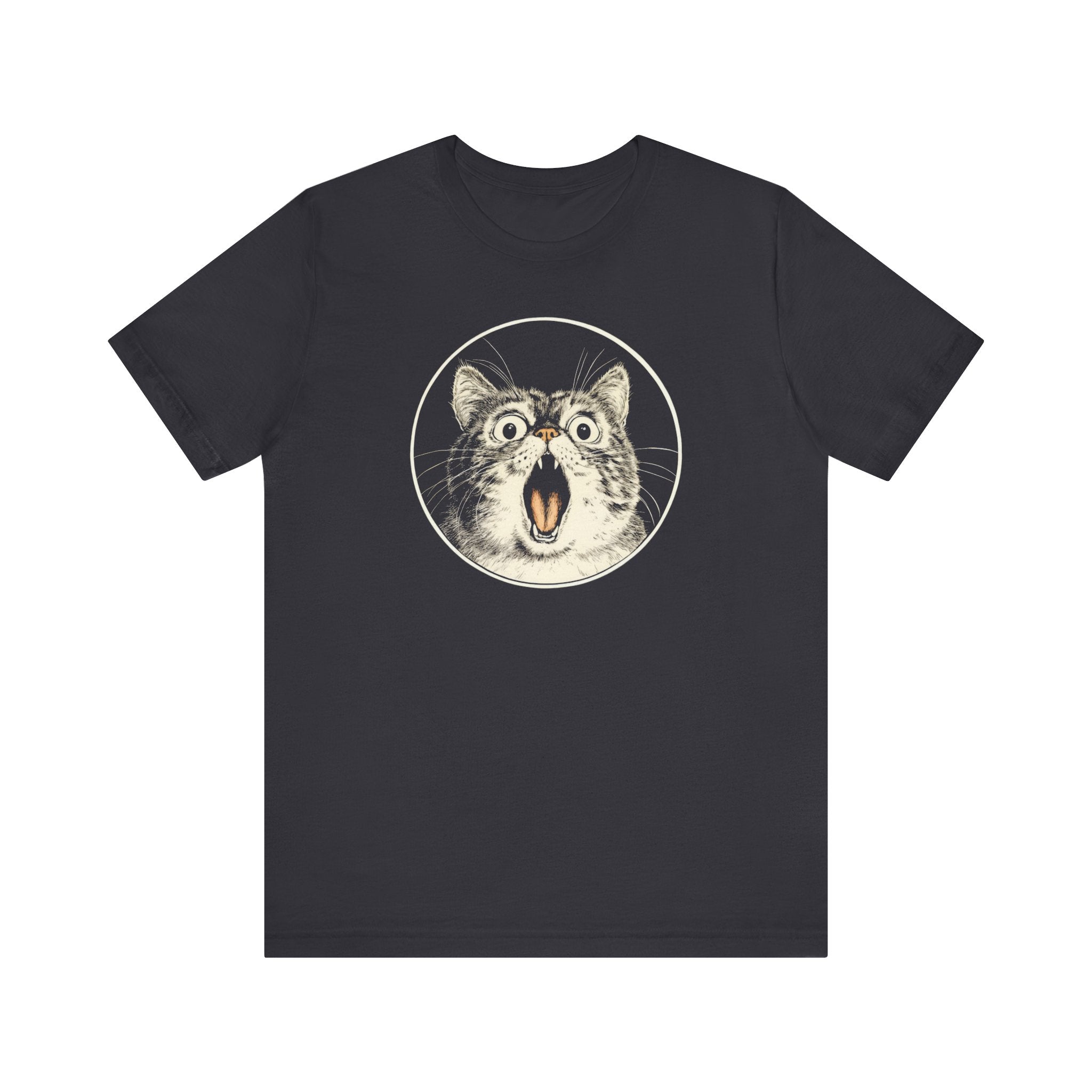 Surprised Cat Graphic Tee – Vintage Style Cat Lover Shirt