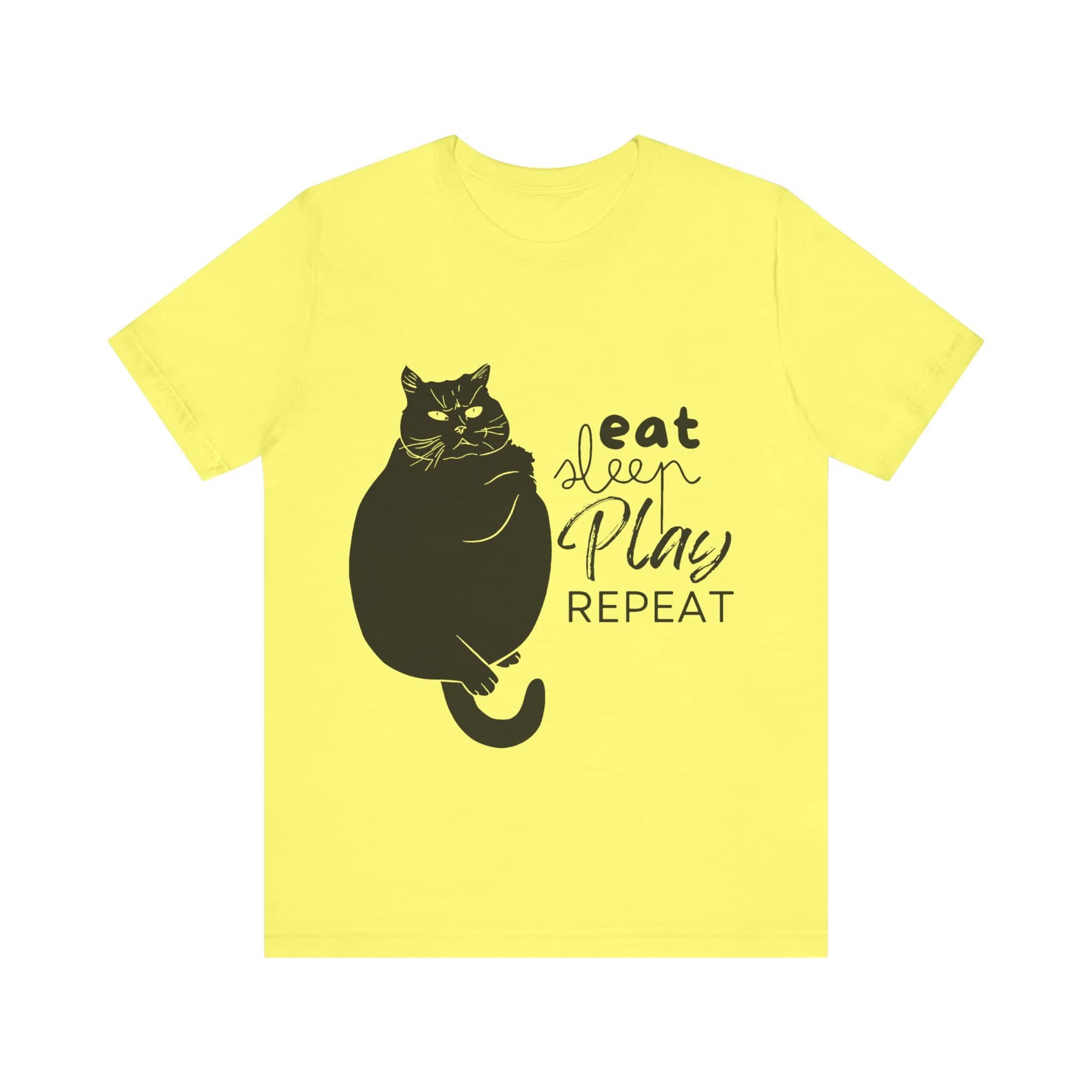 Cat's Daily Mantra - 'Eat Sleep Play Repeat' Casual T-Shirt Unisex Jersey Short Sleeve Tee