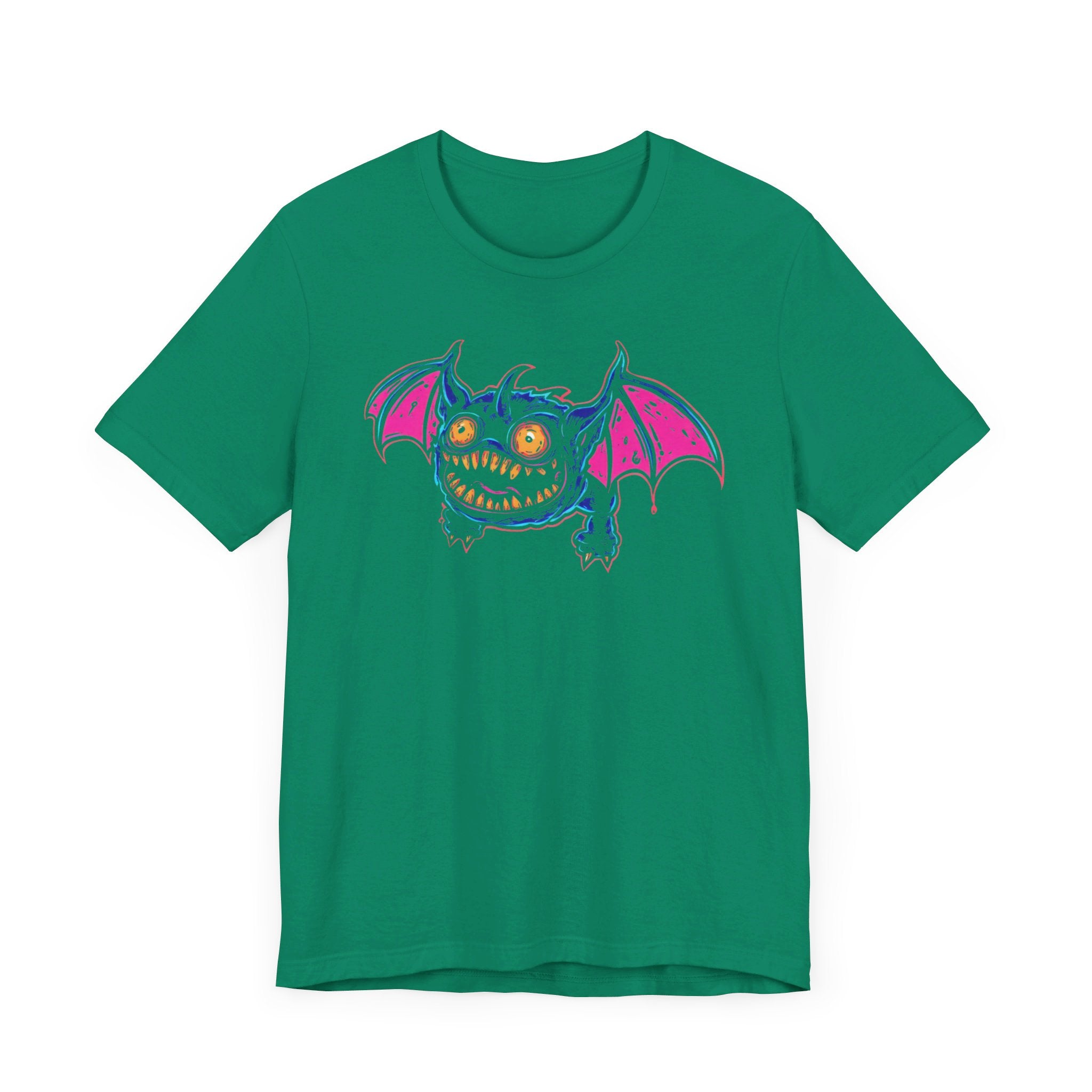 Neon Bat Creature T-Shirt Vibrant Fantasy Monster Graphic Tee