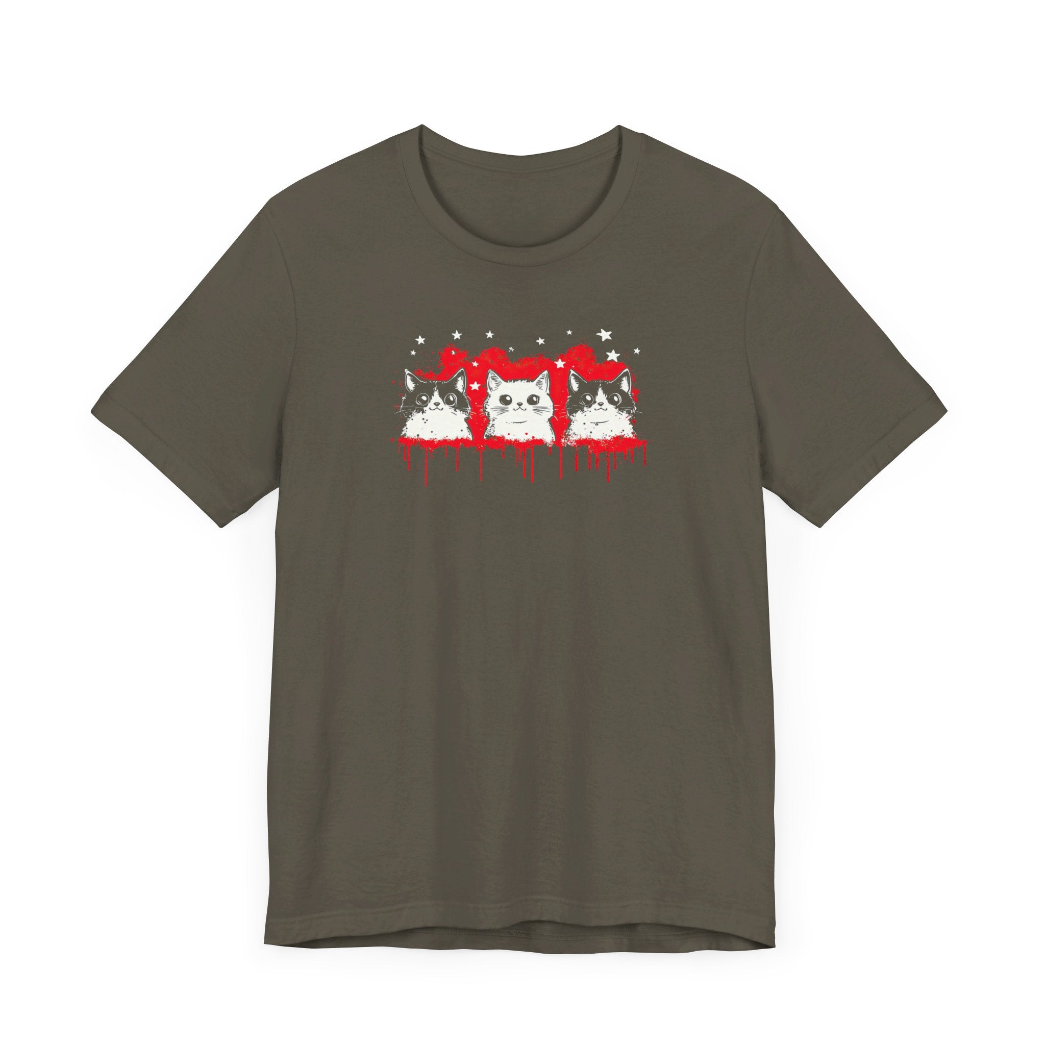 Triple Cat Drip Graphic Tee – Cool Cats in Stars and Stripes Shirt