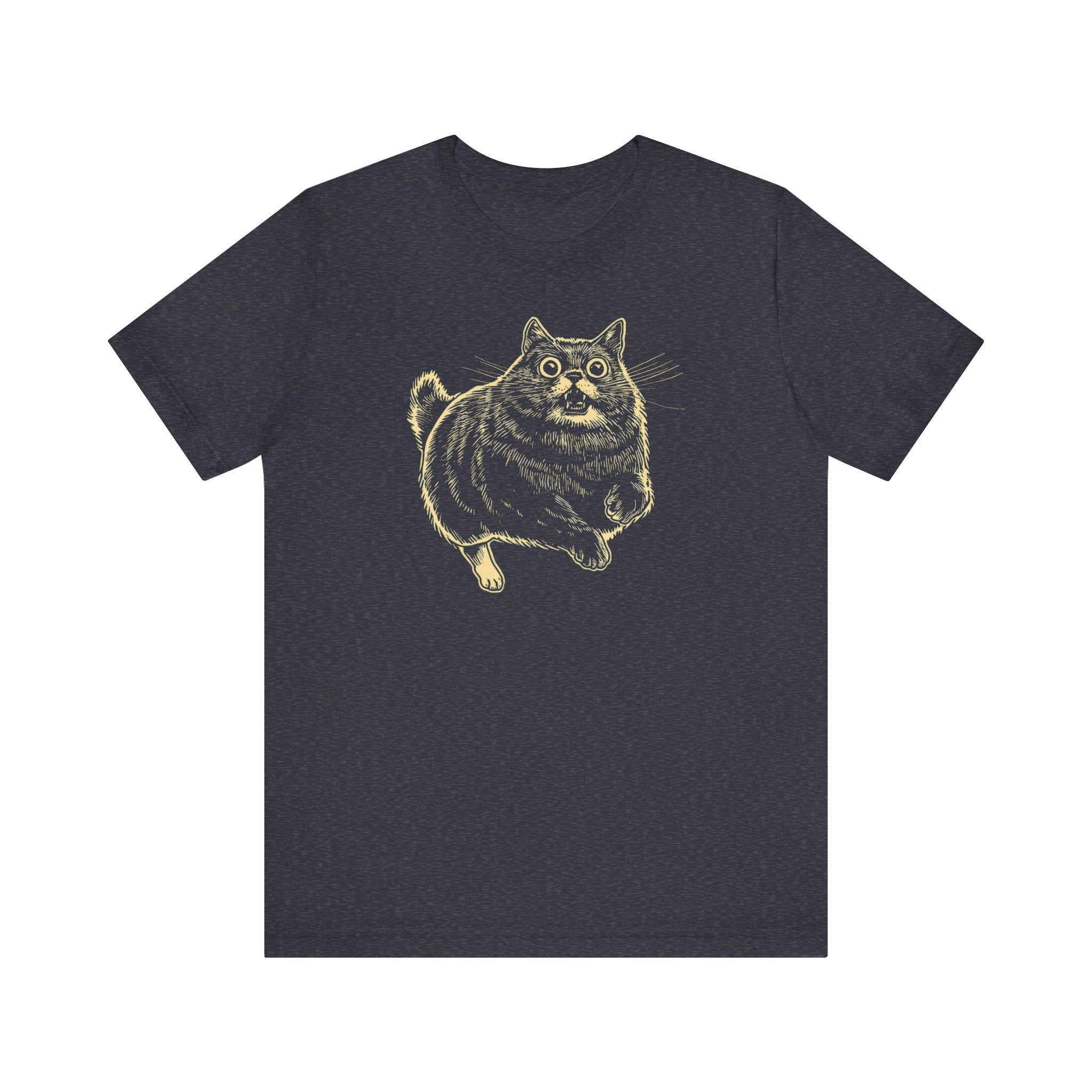 Surprised Cat in Action T-Shirt – Quirky Cat Lover’s Tee