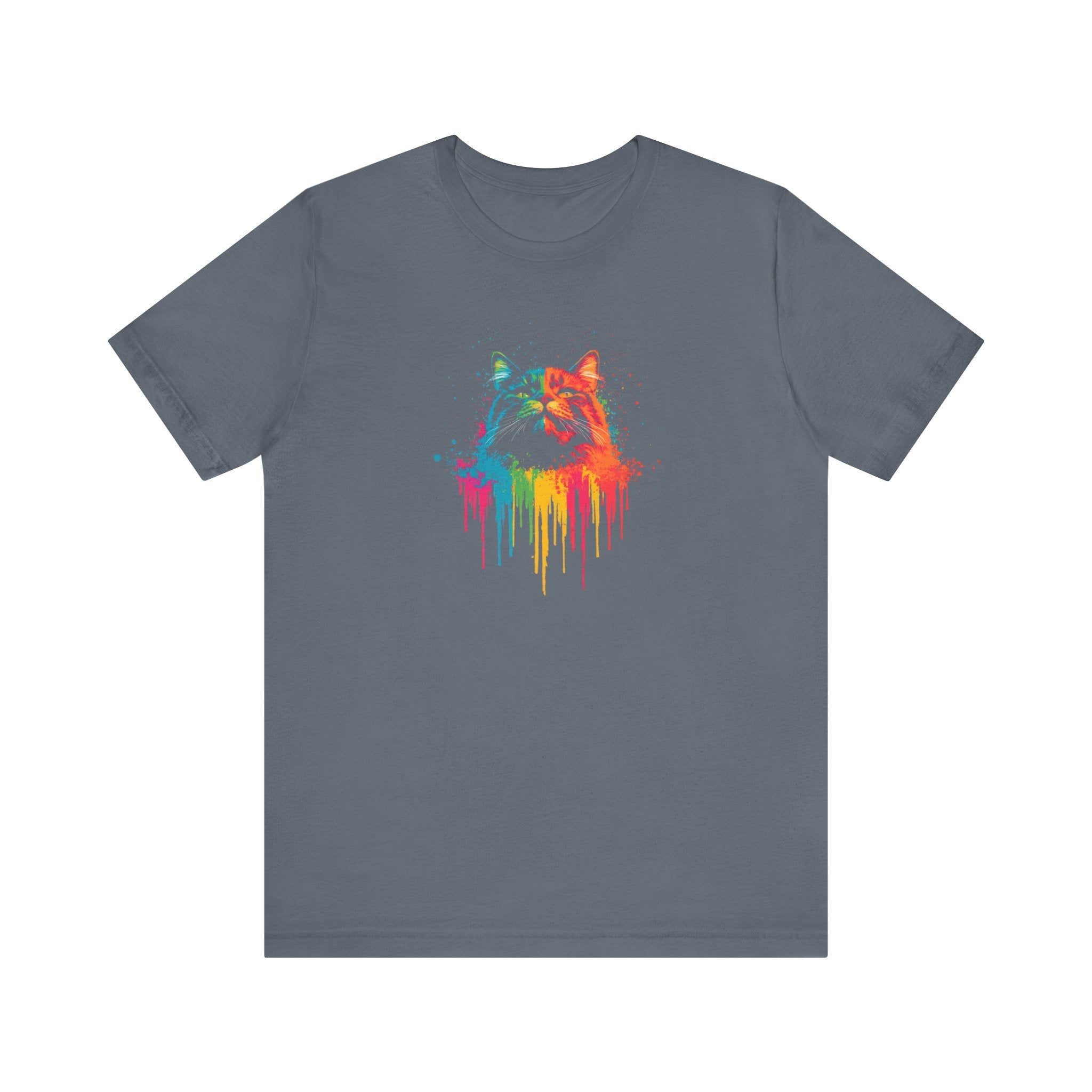 Colorful Dripping Cat T-Shirt - Vibrant Feline Art Tee
