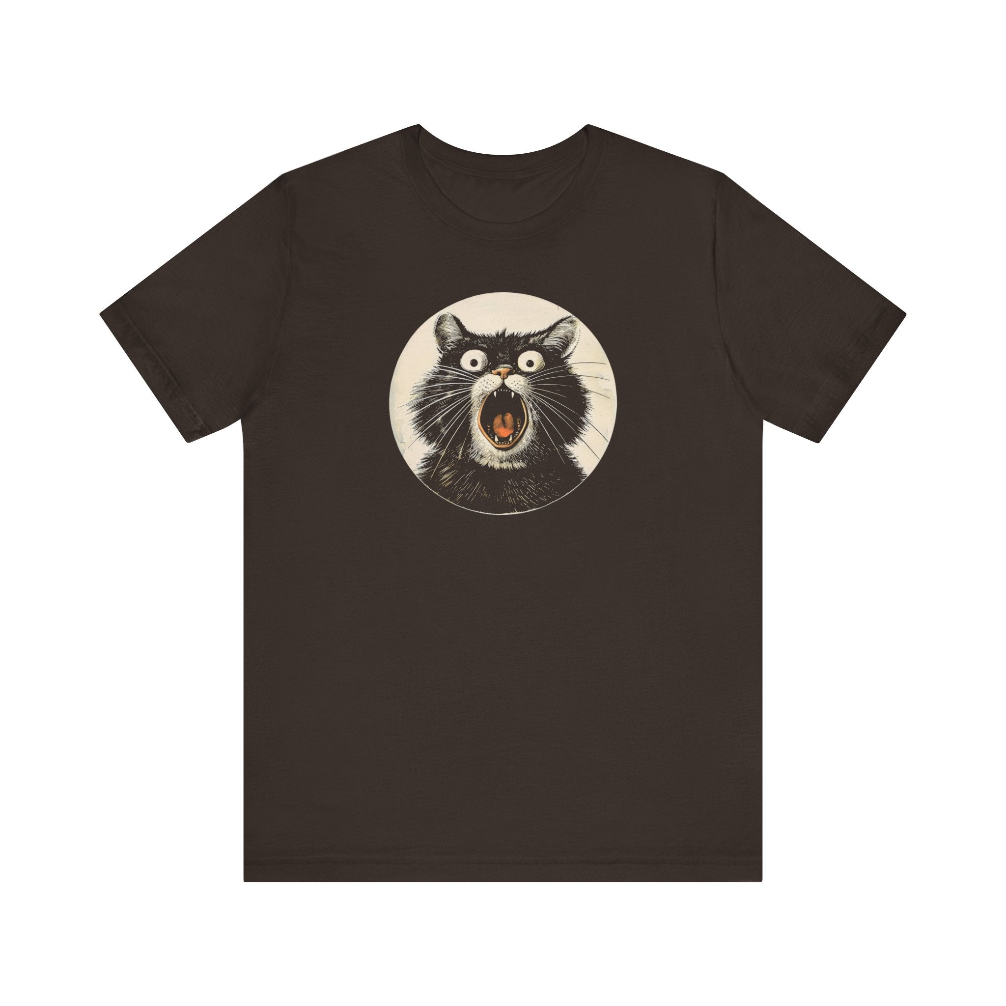 Screaming Black Cat Graphic Tee – Vintage Style Cat Lover Shirt