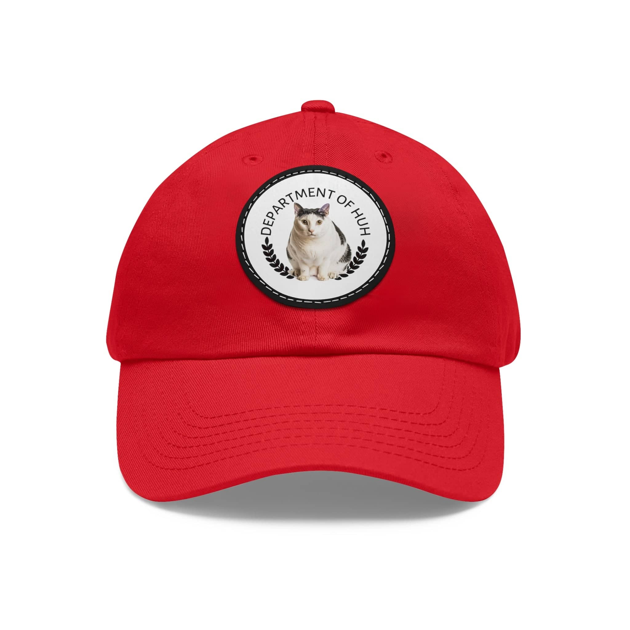 Department of HUH Cat Dad Hat with Leather Patch (Round)