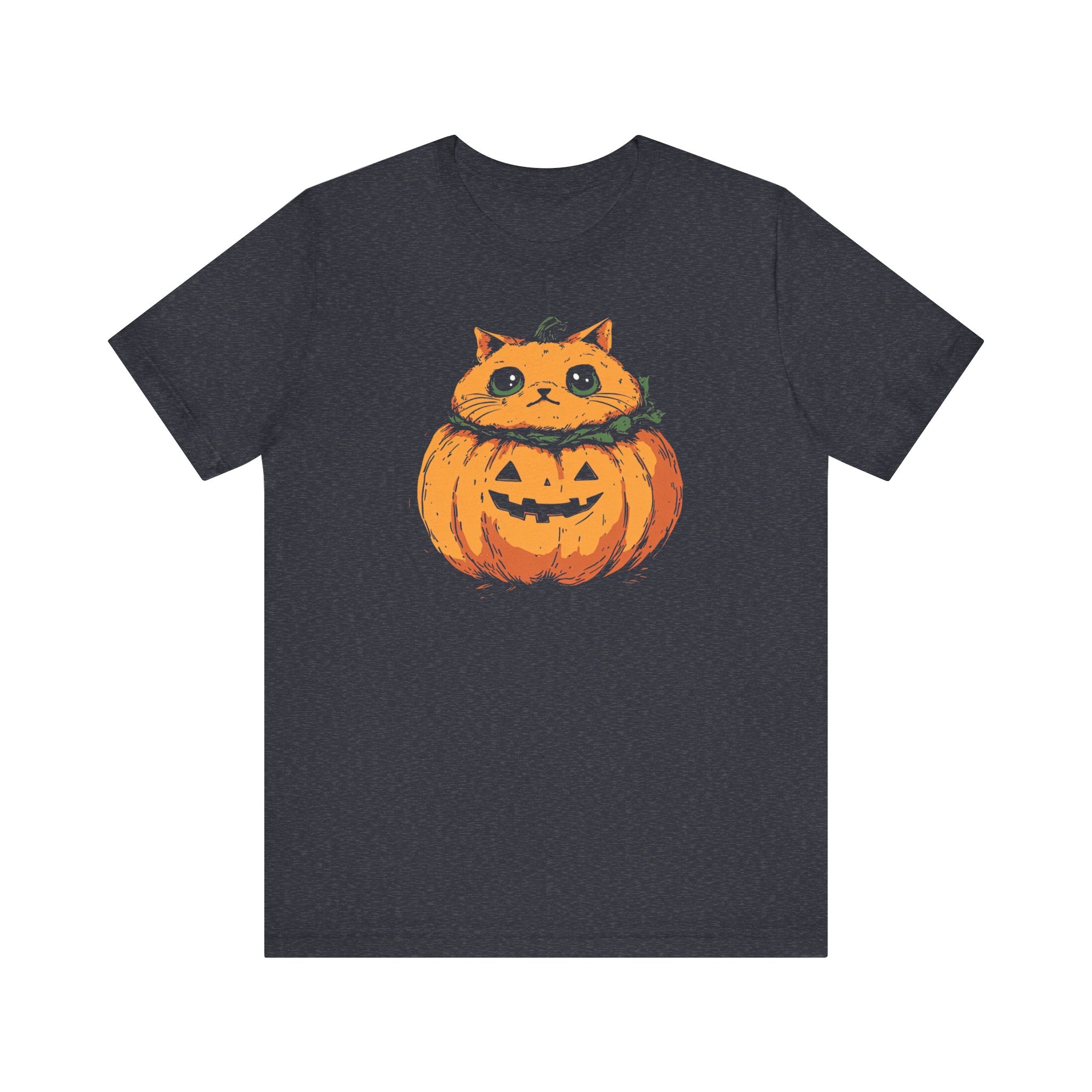 Pumpkin Cat T-Shirt - Cute Halloween Jack-o’-Lantern Kitty Design