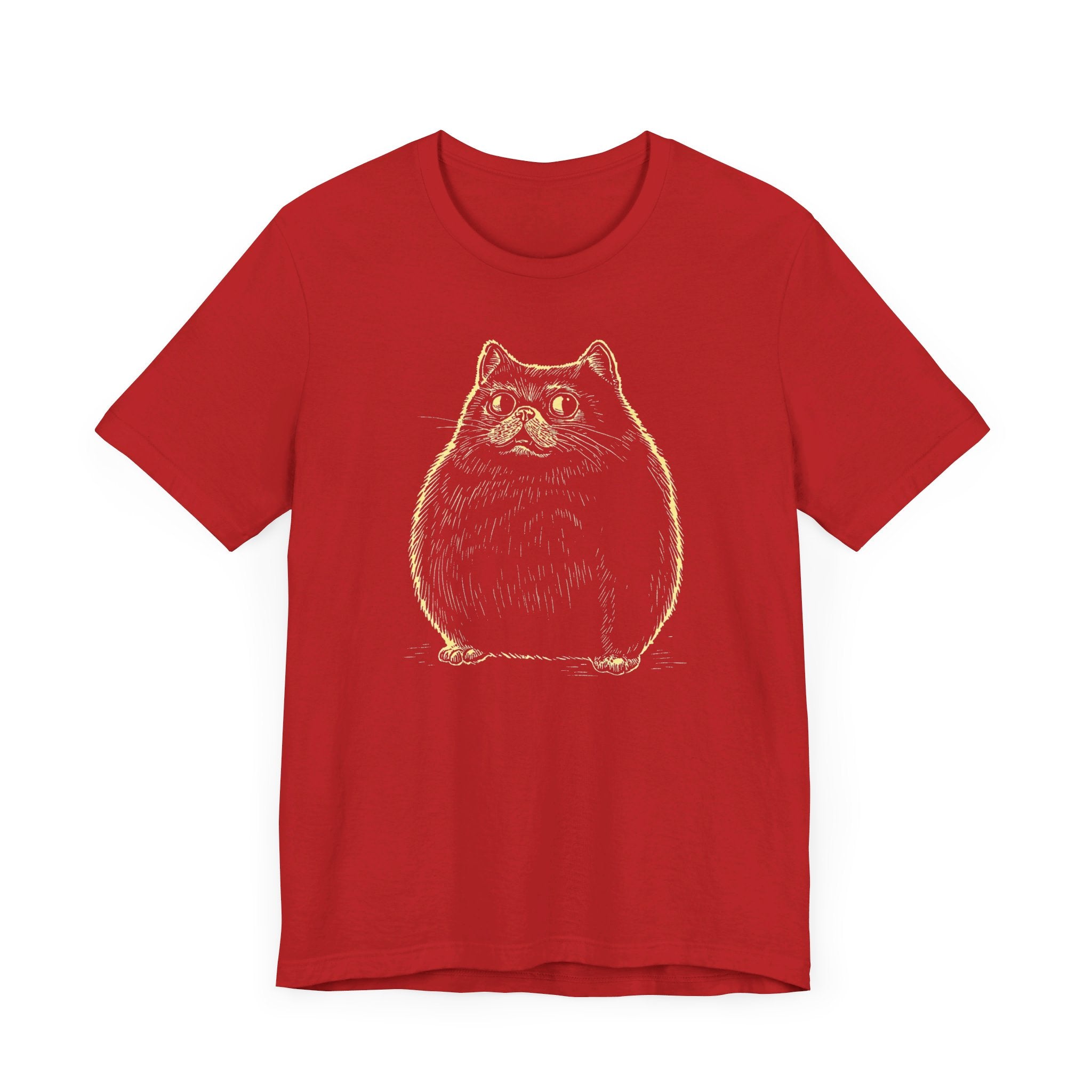 Chubby Black Cat Illustration T-Shirt