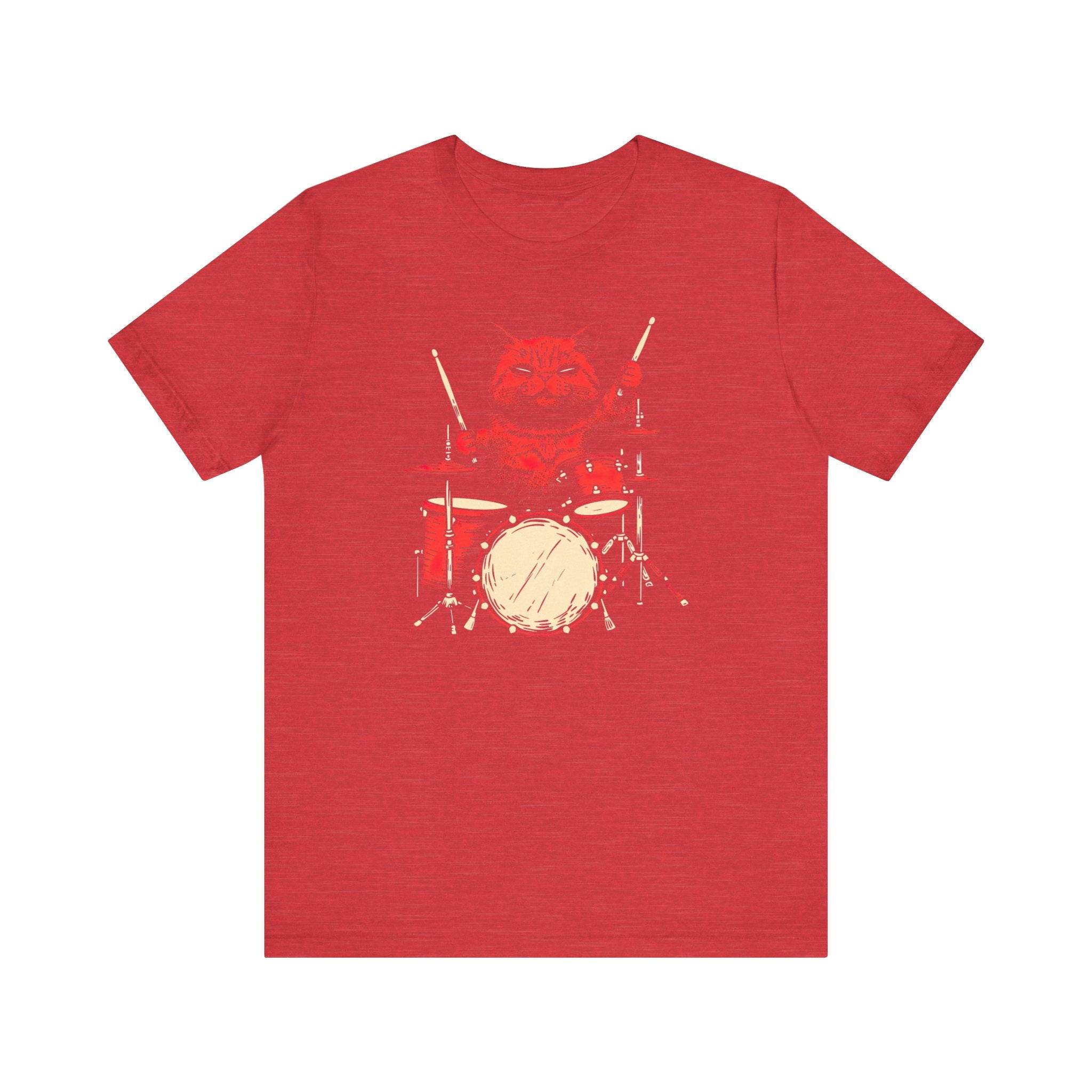 Drumming Cat T-Shirt - Feline Drummer Cool Music Design