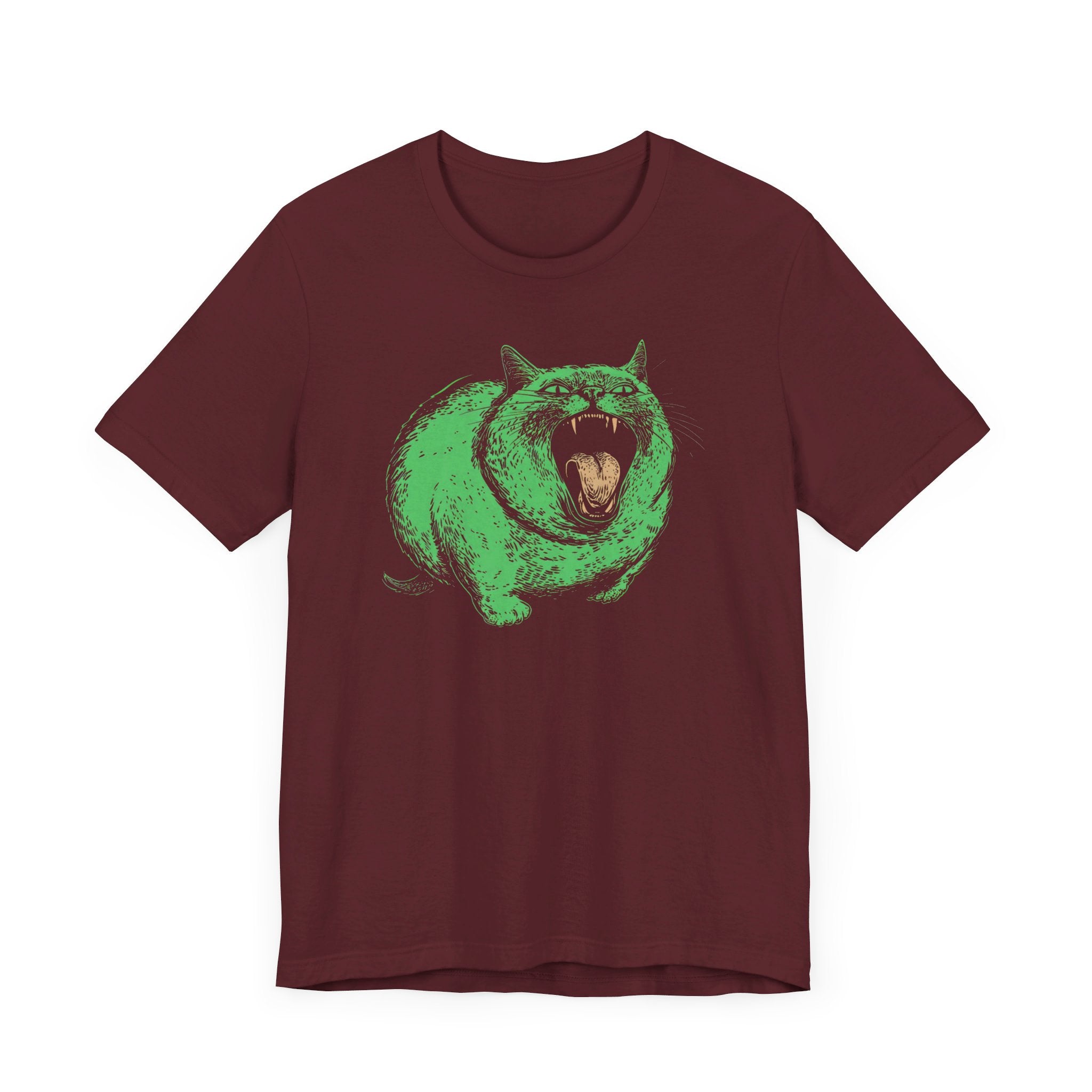 Green Monster Cat T-Shirt - Fierce Feline Halloween Graphic Tee