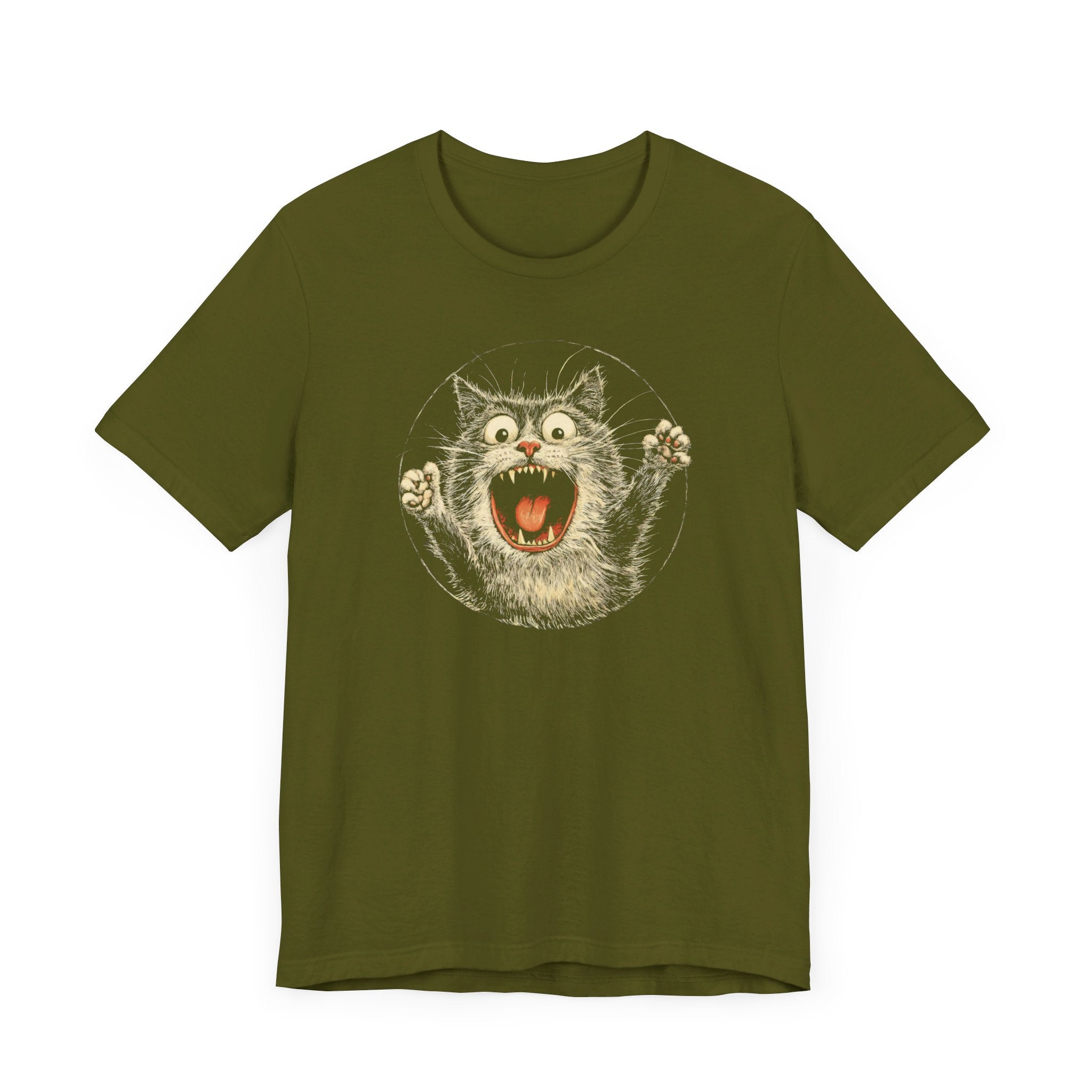 Fierce Cat Graphic Tee – Vintage Style Cat Lover Shirt