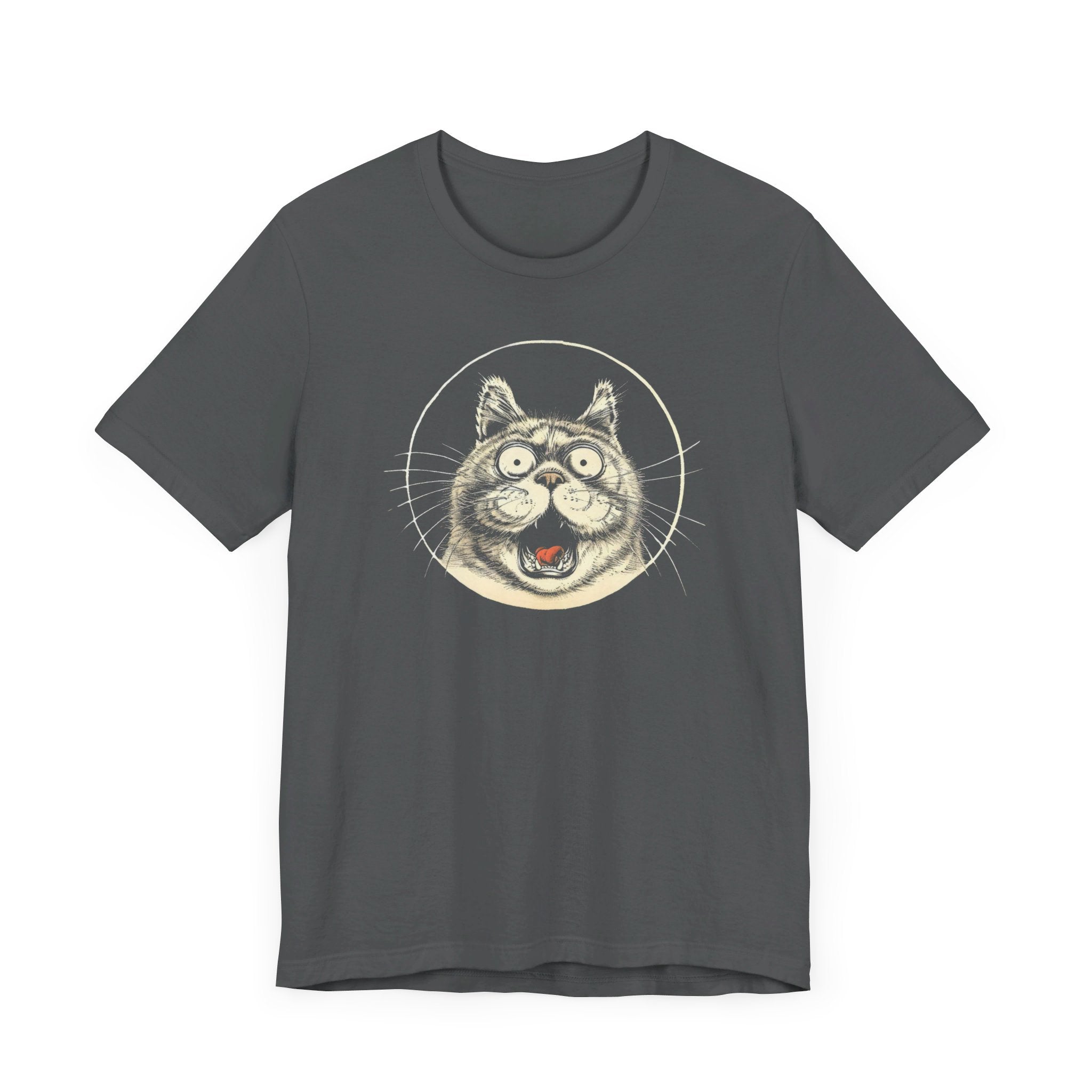Excited Cat Graphic Tee – Vintage Style Cat Lover Shirt