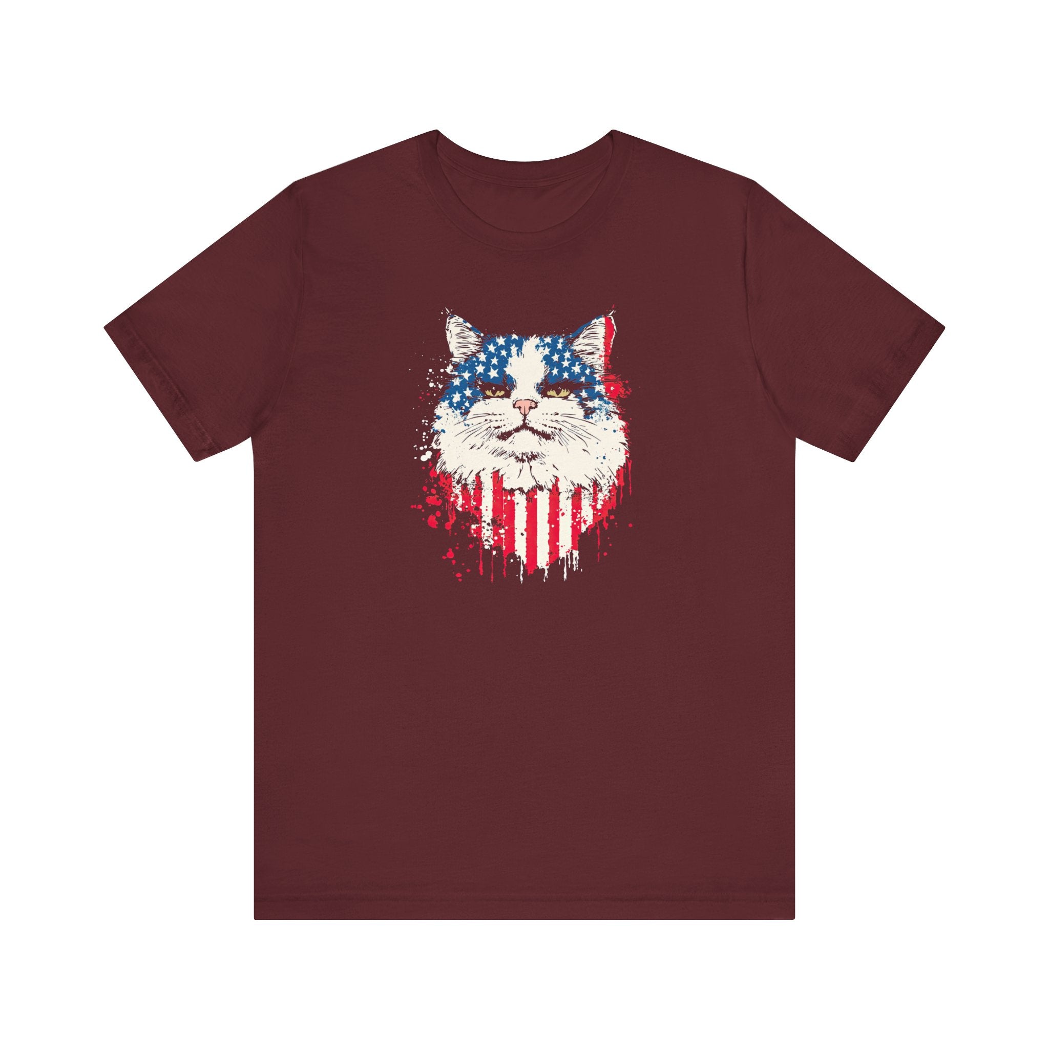 American Flag Cat Face T-Shirt – Patriotic Cat Lover Tee