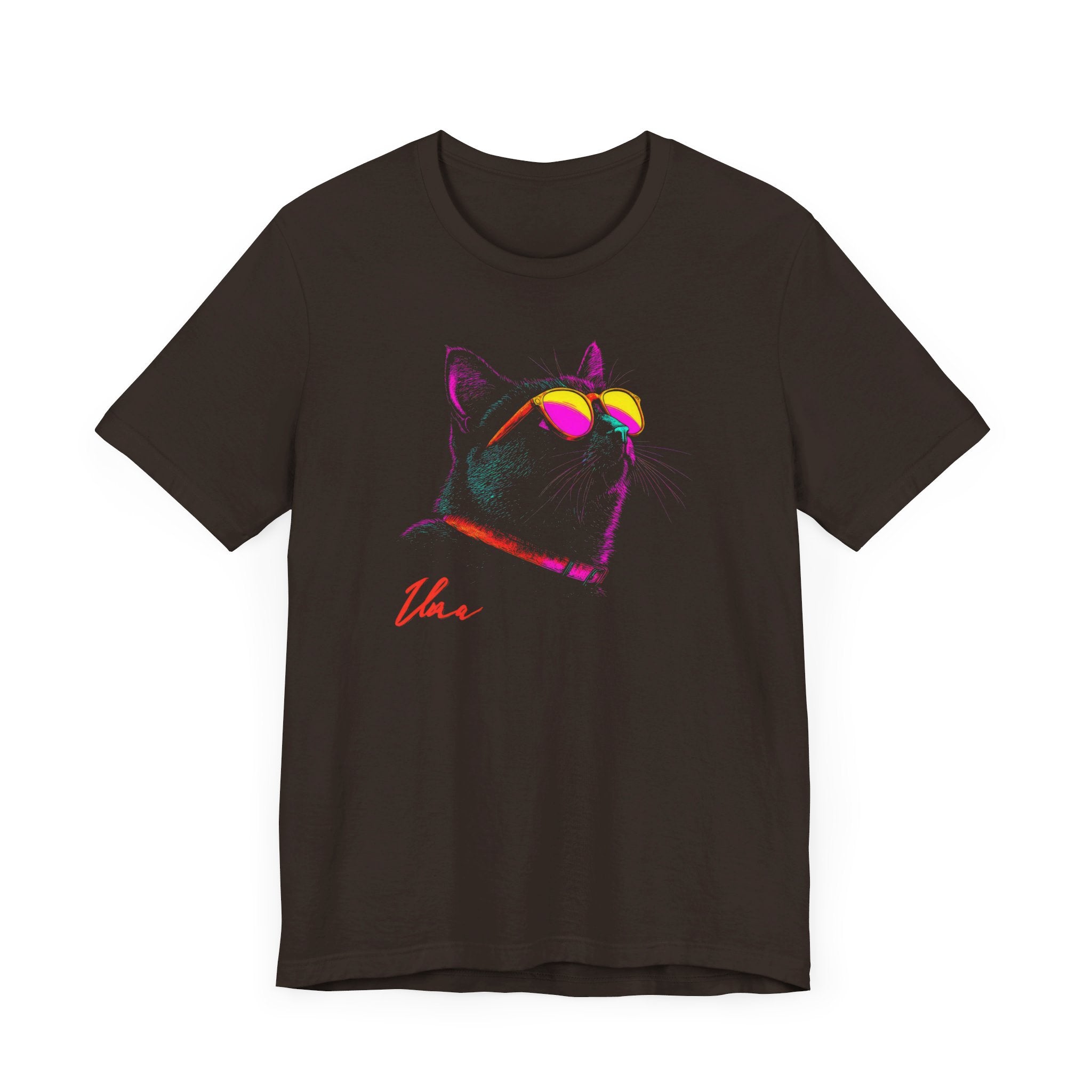 Neon Cool Cat Graphic Tee – Retro Vibes Cat Lover Shirt