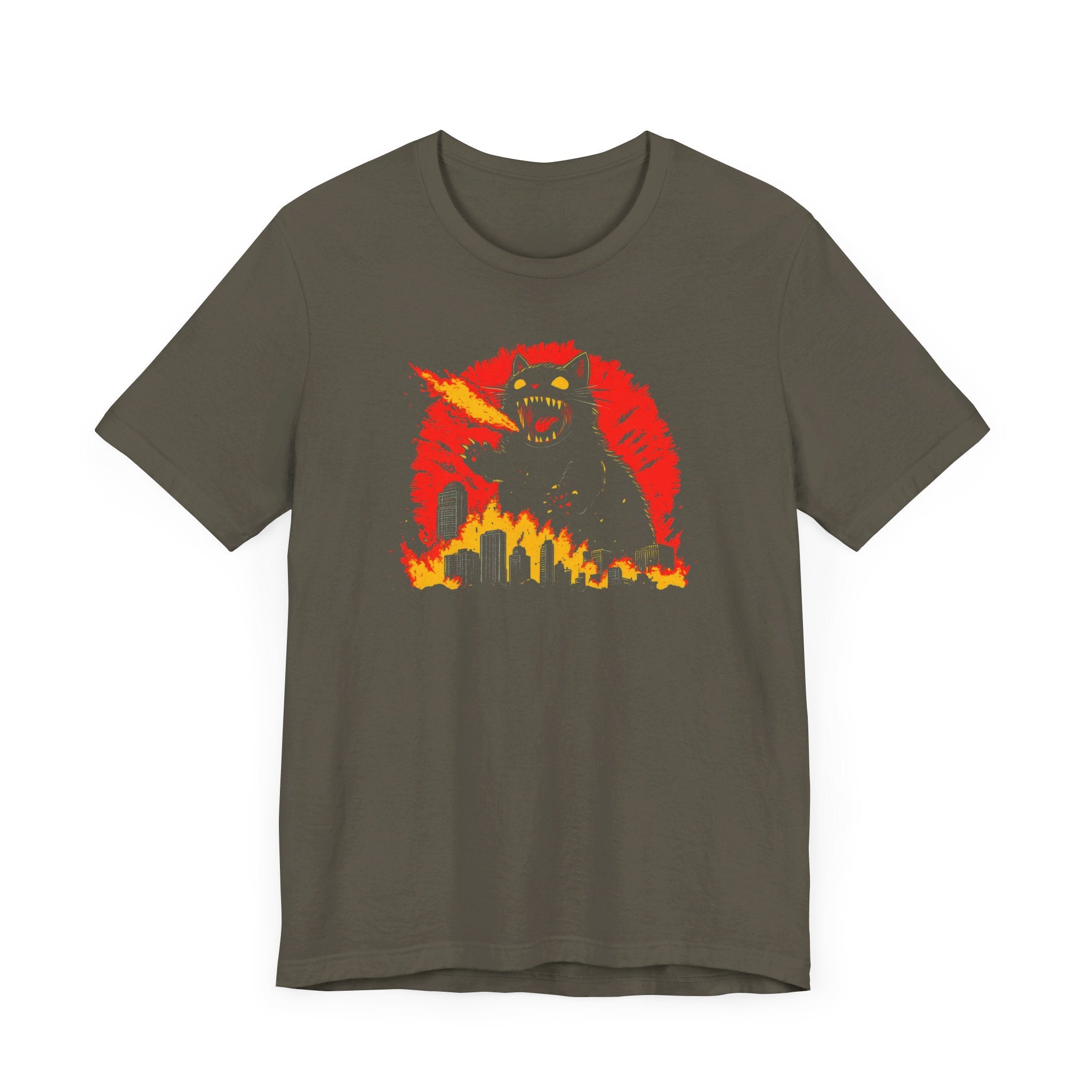 Catzilla Firestorm T-Shirt Fierce Cat Flame Attack Design