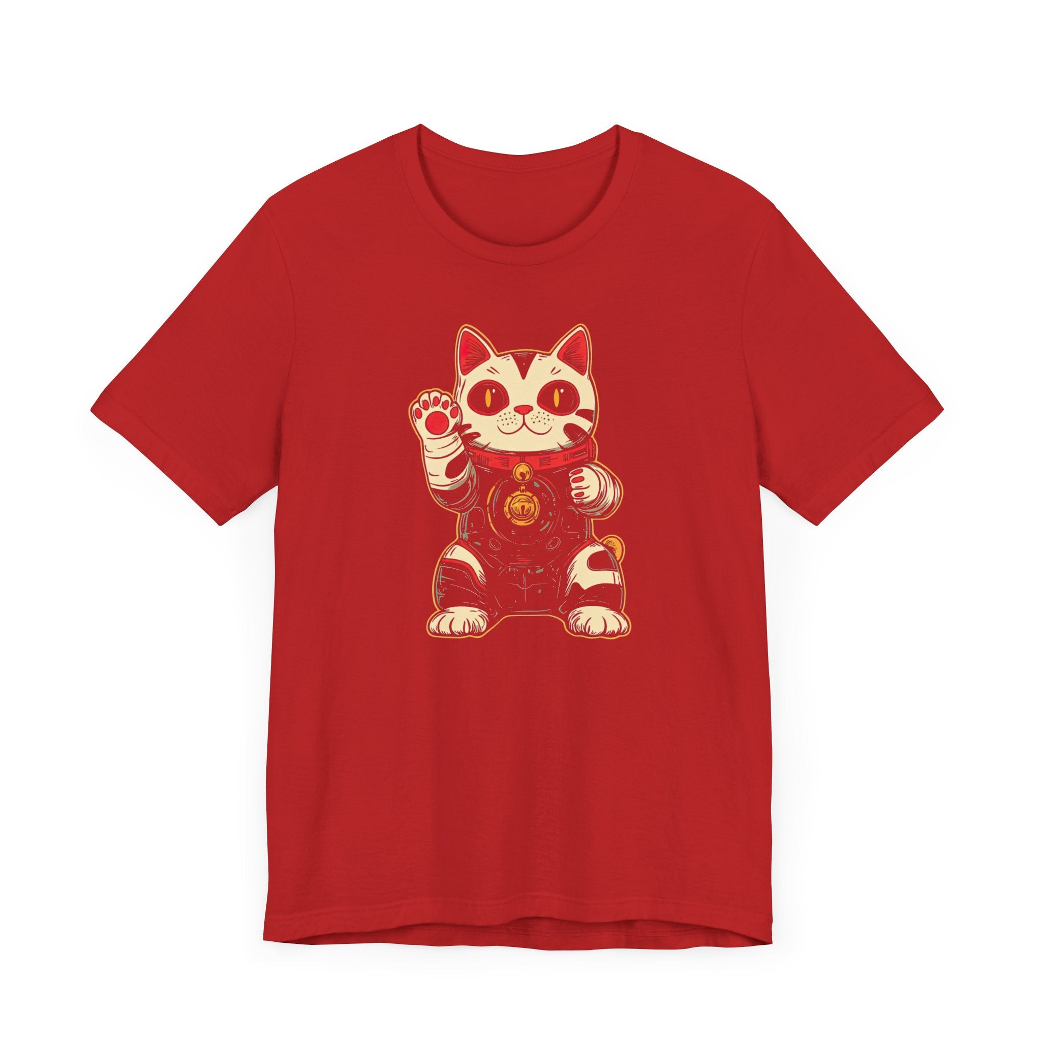 Lucky Cat Robot T-Shirt - Futuristic Maneki-Neko Design