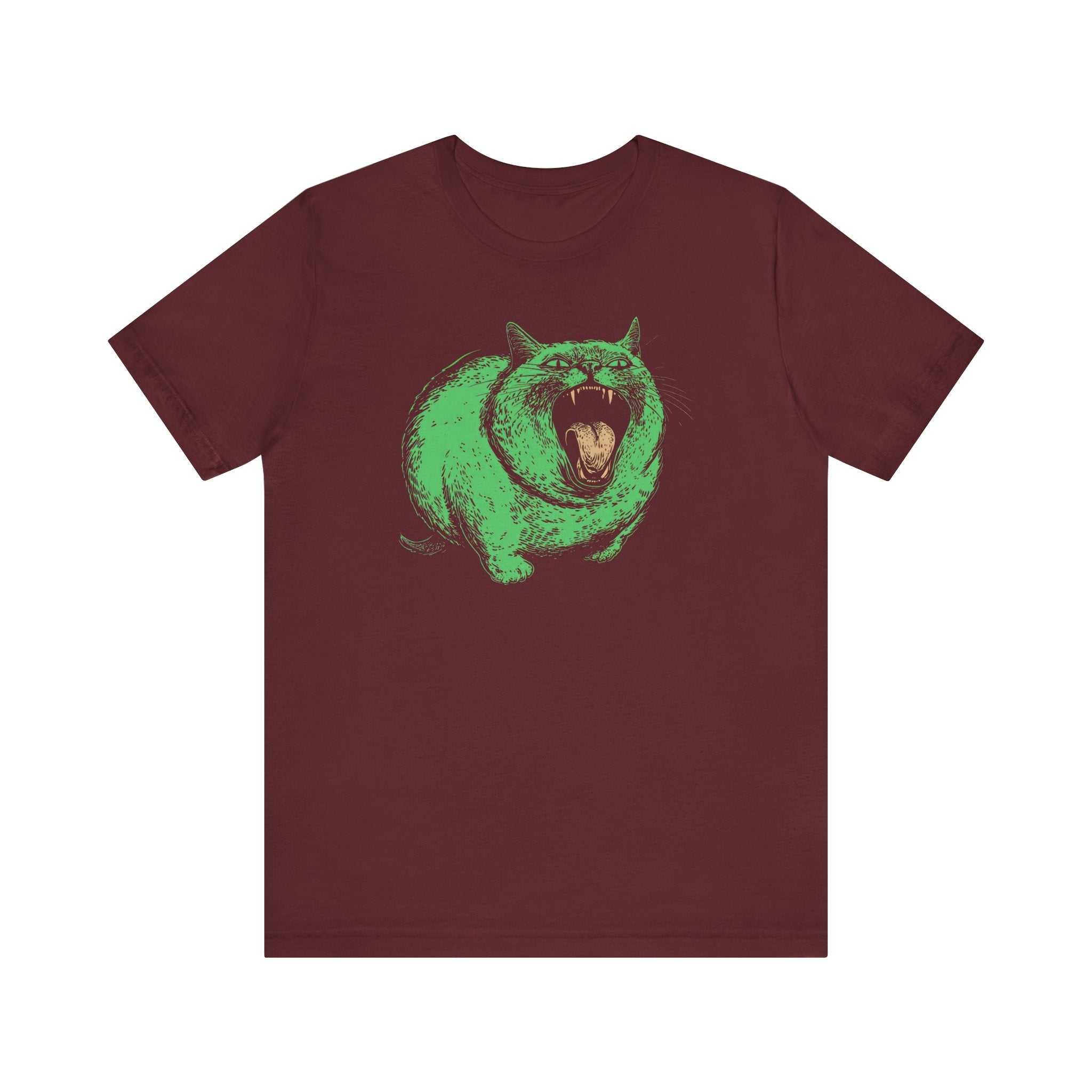Green Monster Cat T-Shirt - Fierce Feline Halloween Graphic Tee