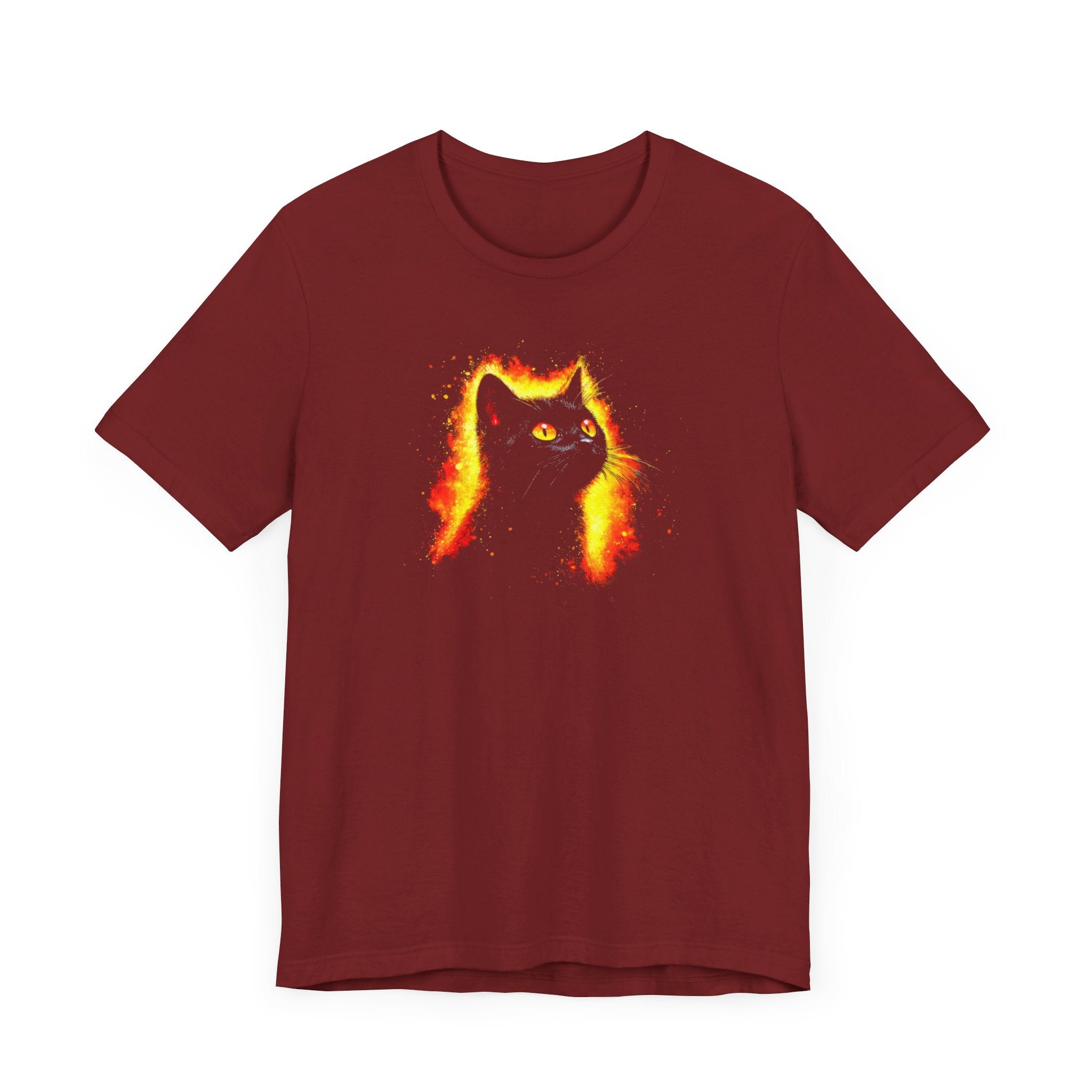 Fiery Black Cat Graphic Tee – Bold and Vibrant Cat Lover Shirt