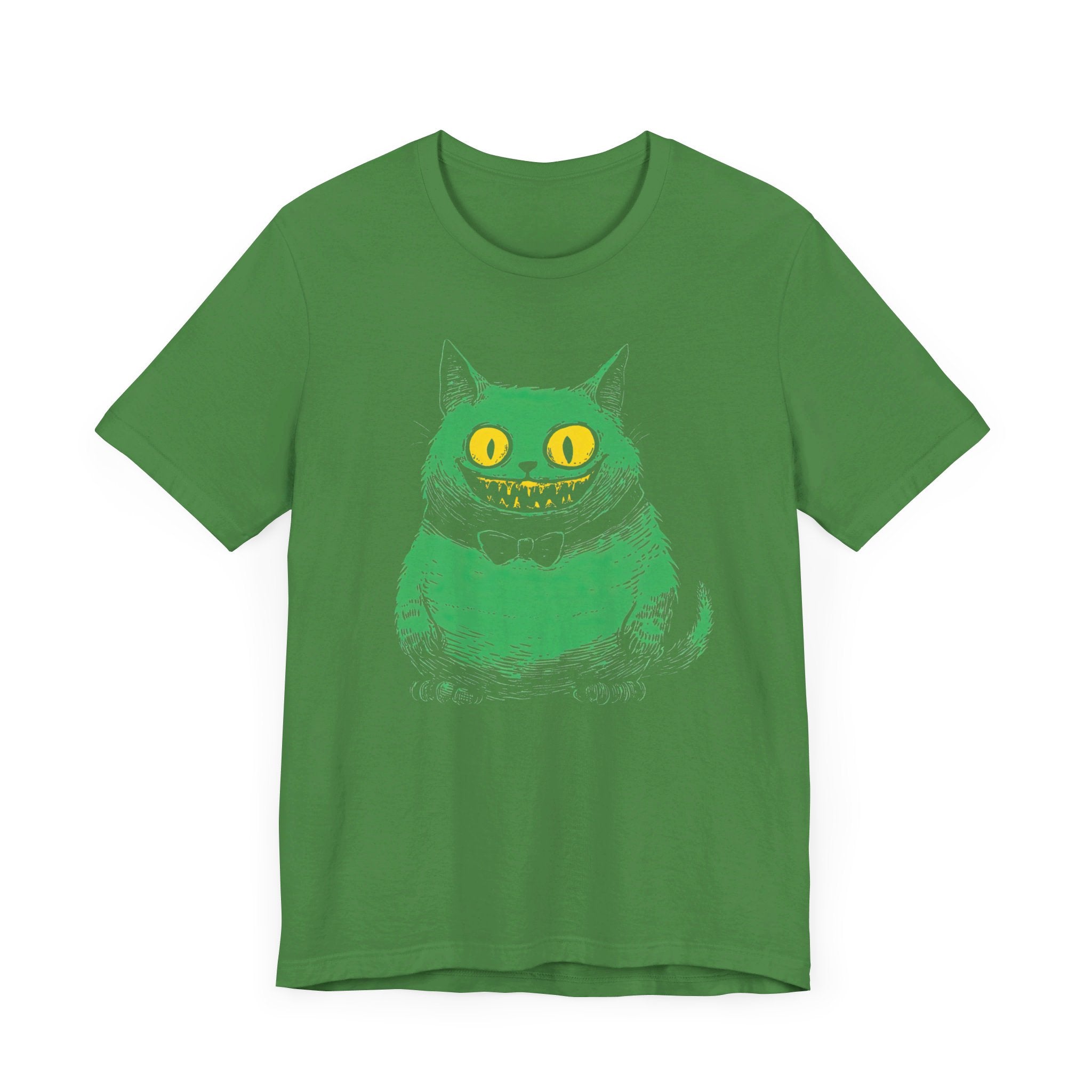 Cheshire Cat T-Shirt - Creepy Green Grinning Cat Design