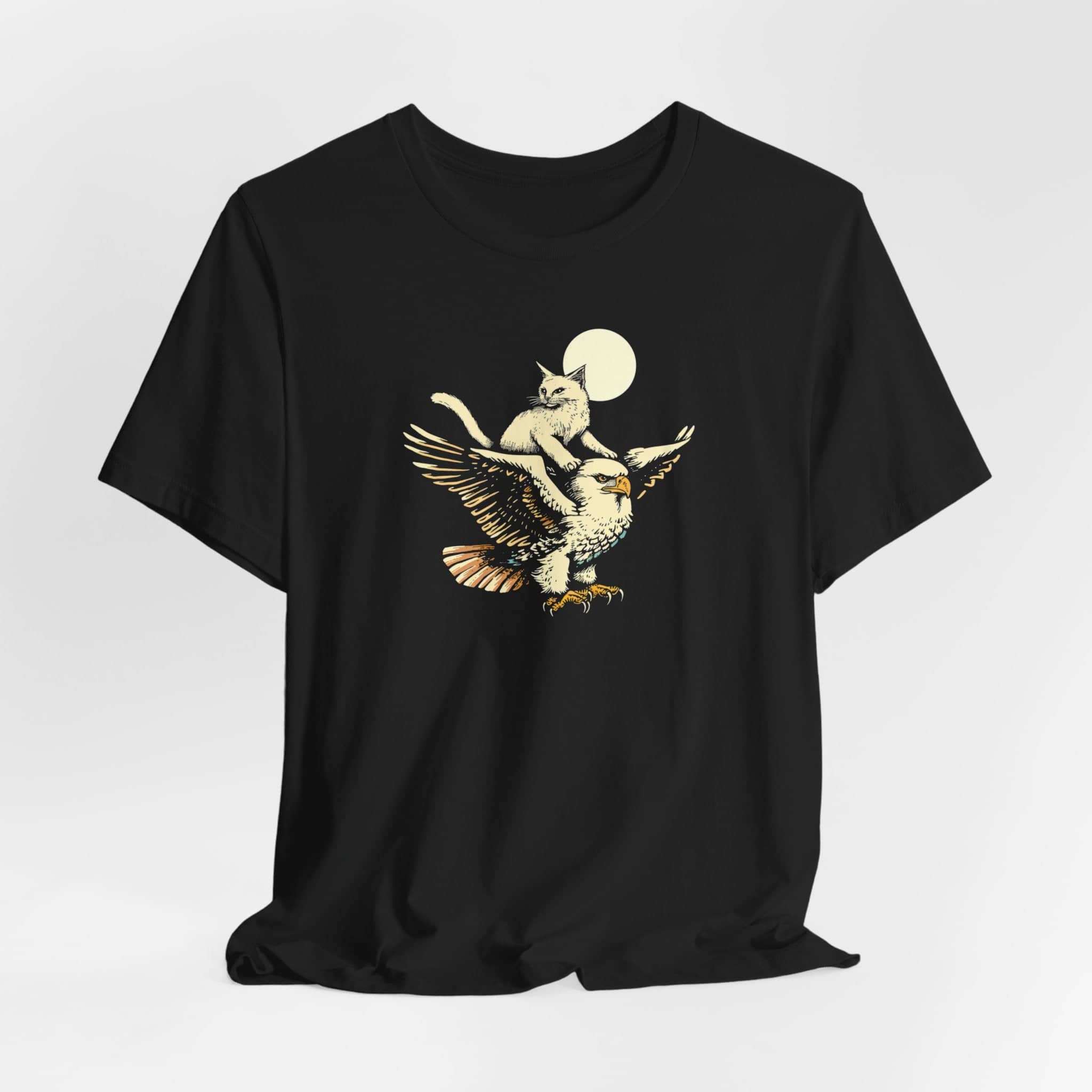 Cat Riding Eagle Vintage Style T-Shirt