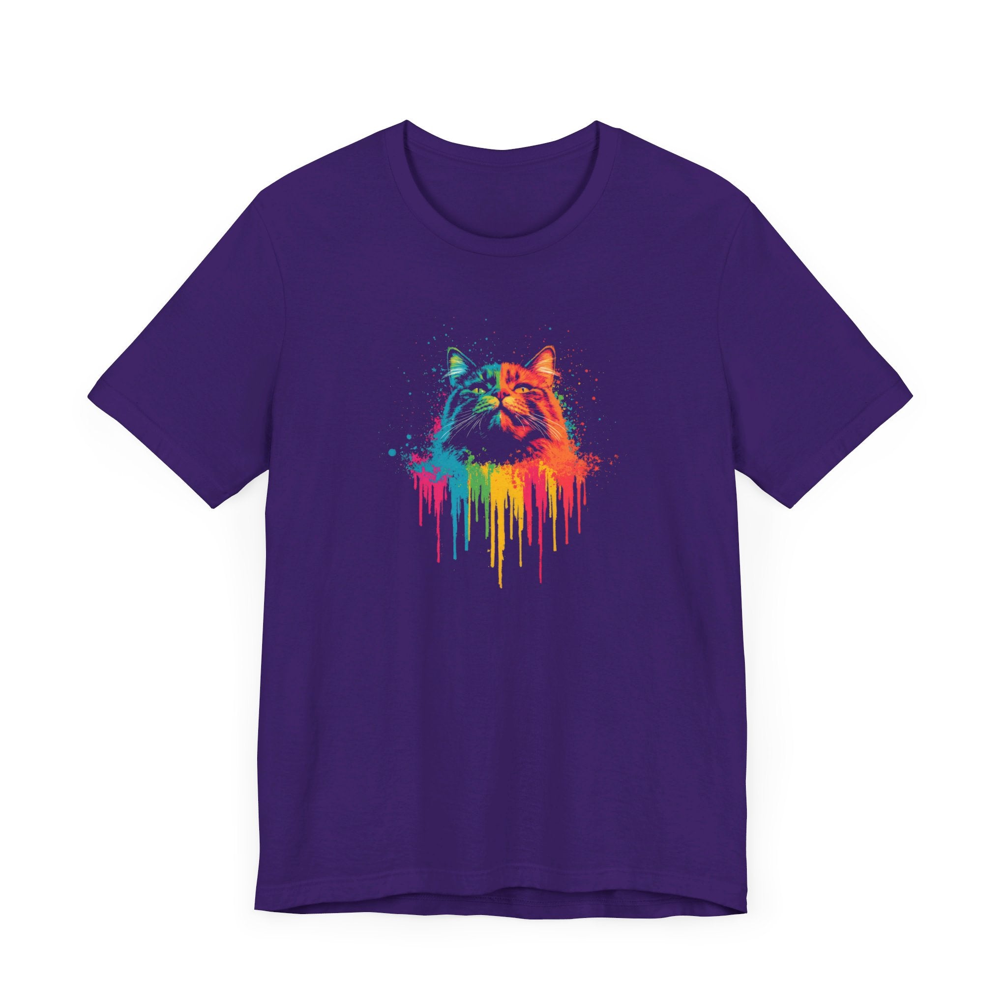 Colorful Dripping Cat T-Shirt - Vibrant Feline Art Tee