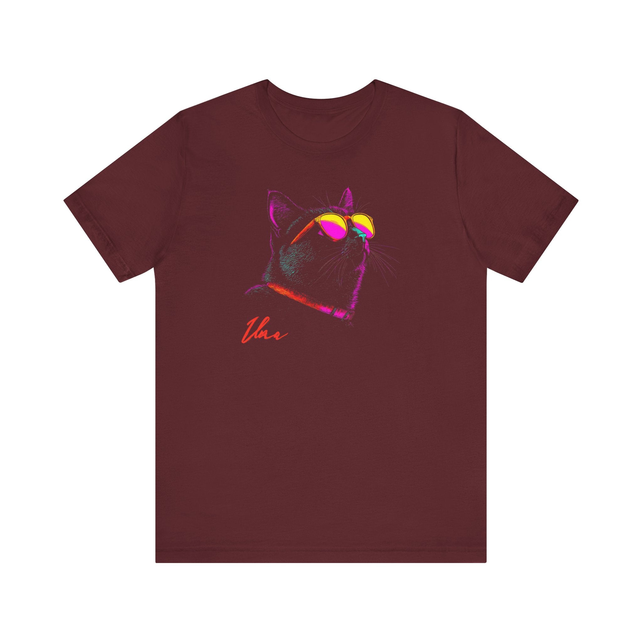 Neon Cool Cat Graphic Tee – Retro Vibes Cat Lover Shirt