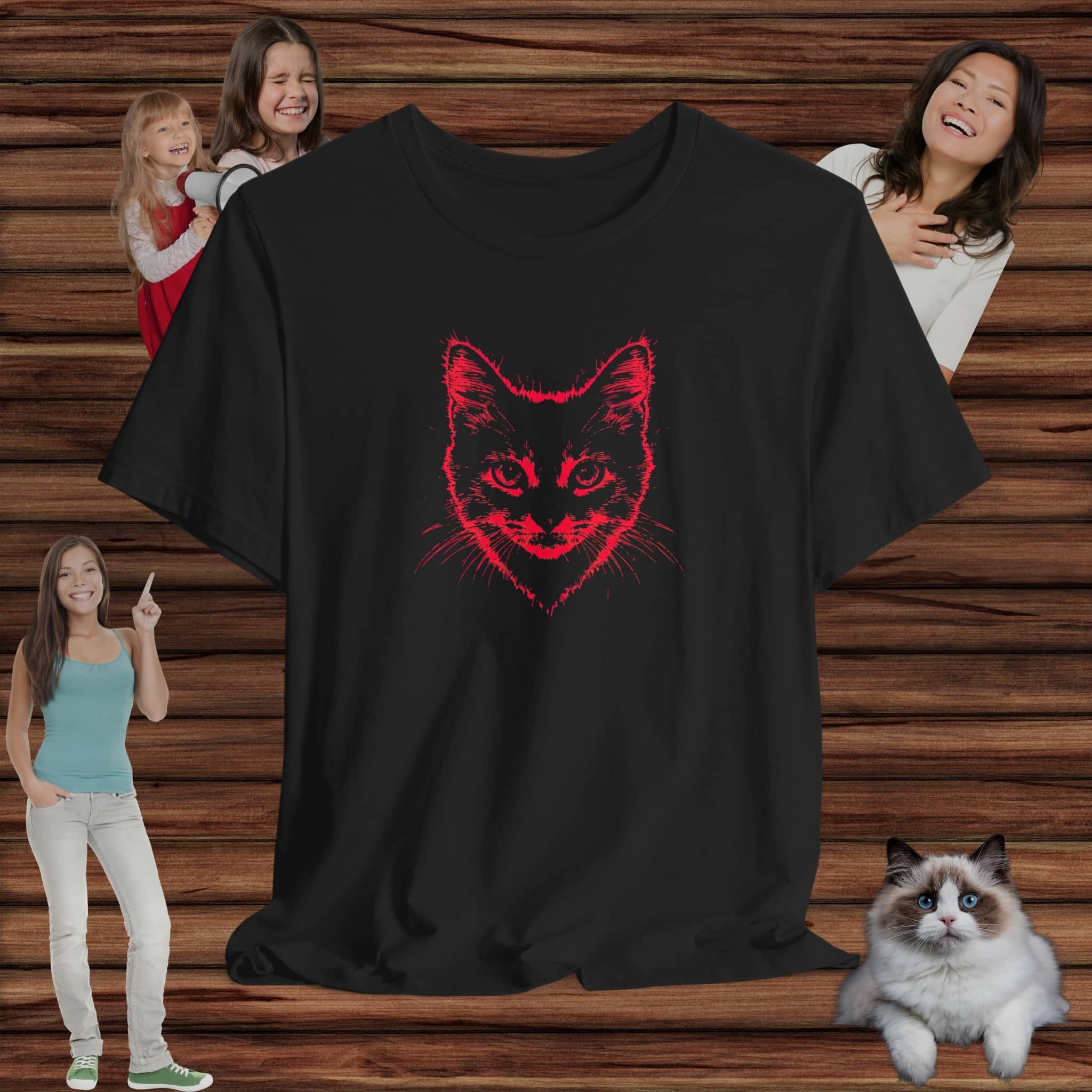 Cat Head Heart T-Shirt