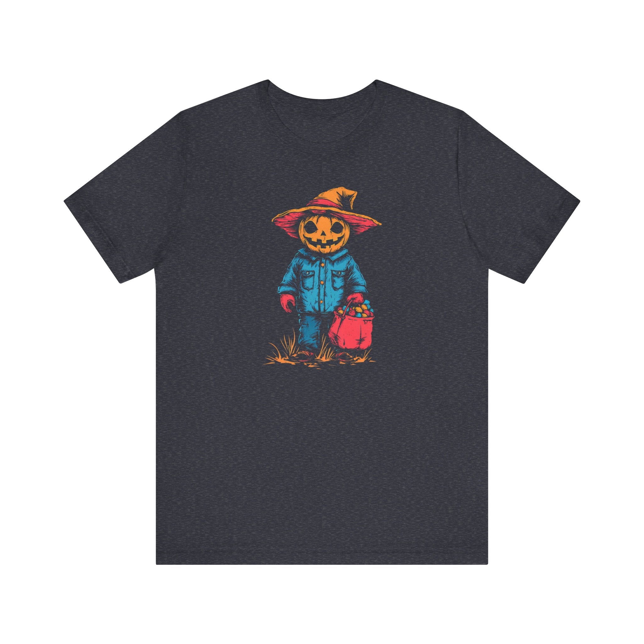 Pumpkin Scarecrow Halloween Graphic Tee – Spooky Trick-or-Treat Shirt