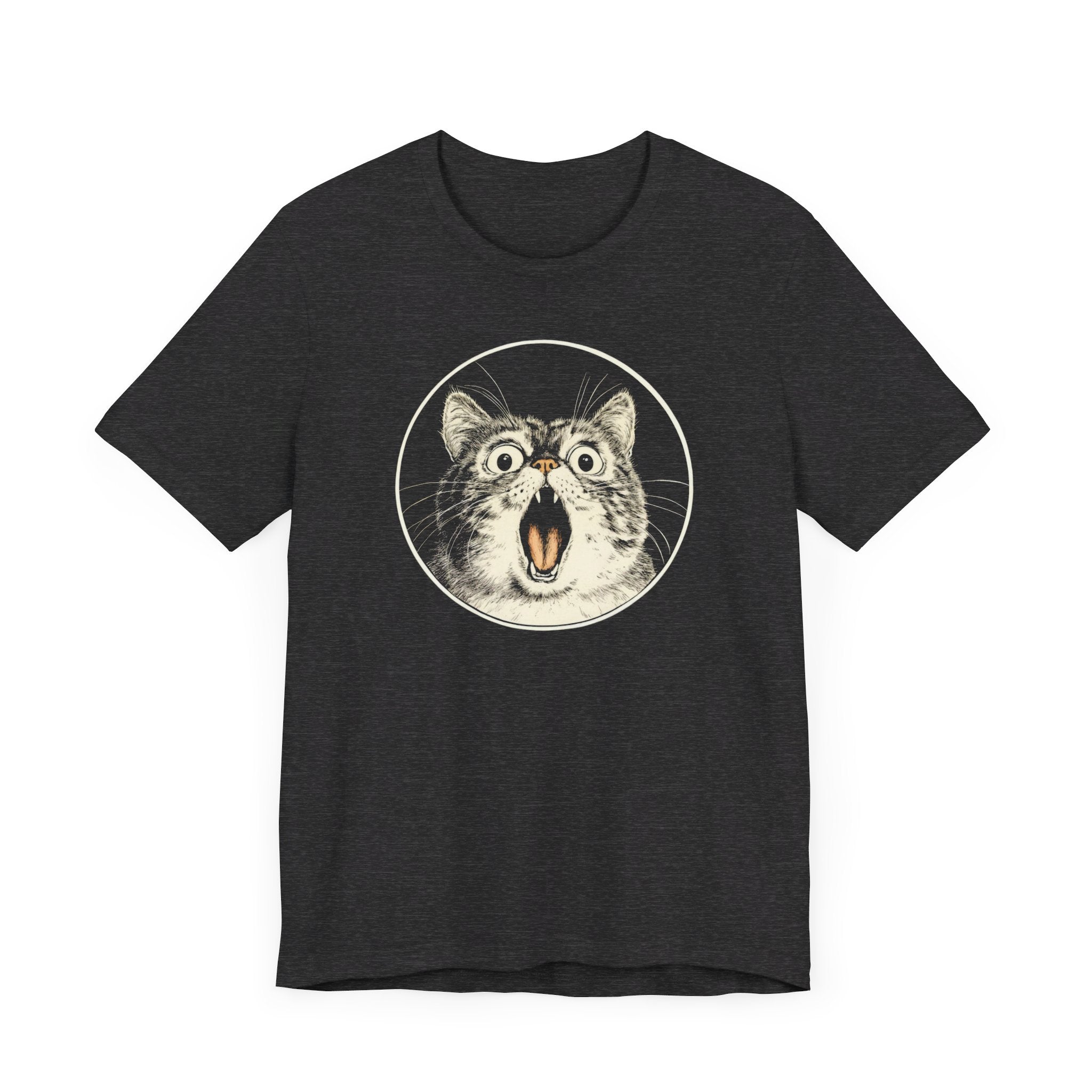 Surprised Cat Graphic Tee – Vintage Style Cat Lover Shirt