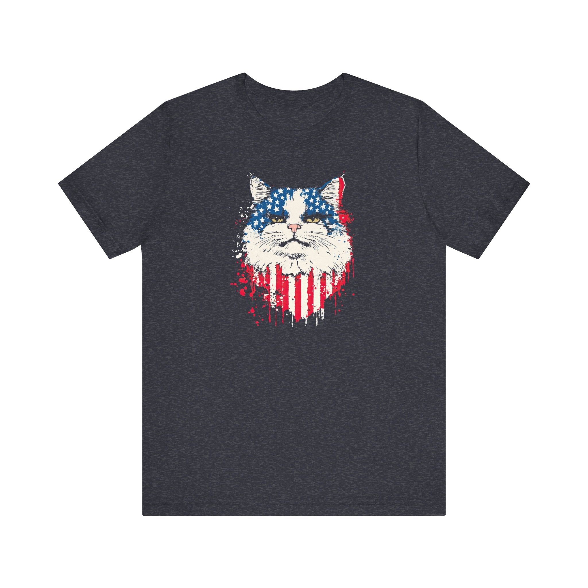 American Flag Cat Face T-Shirt – Patriotic Cat Lover Tee