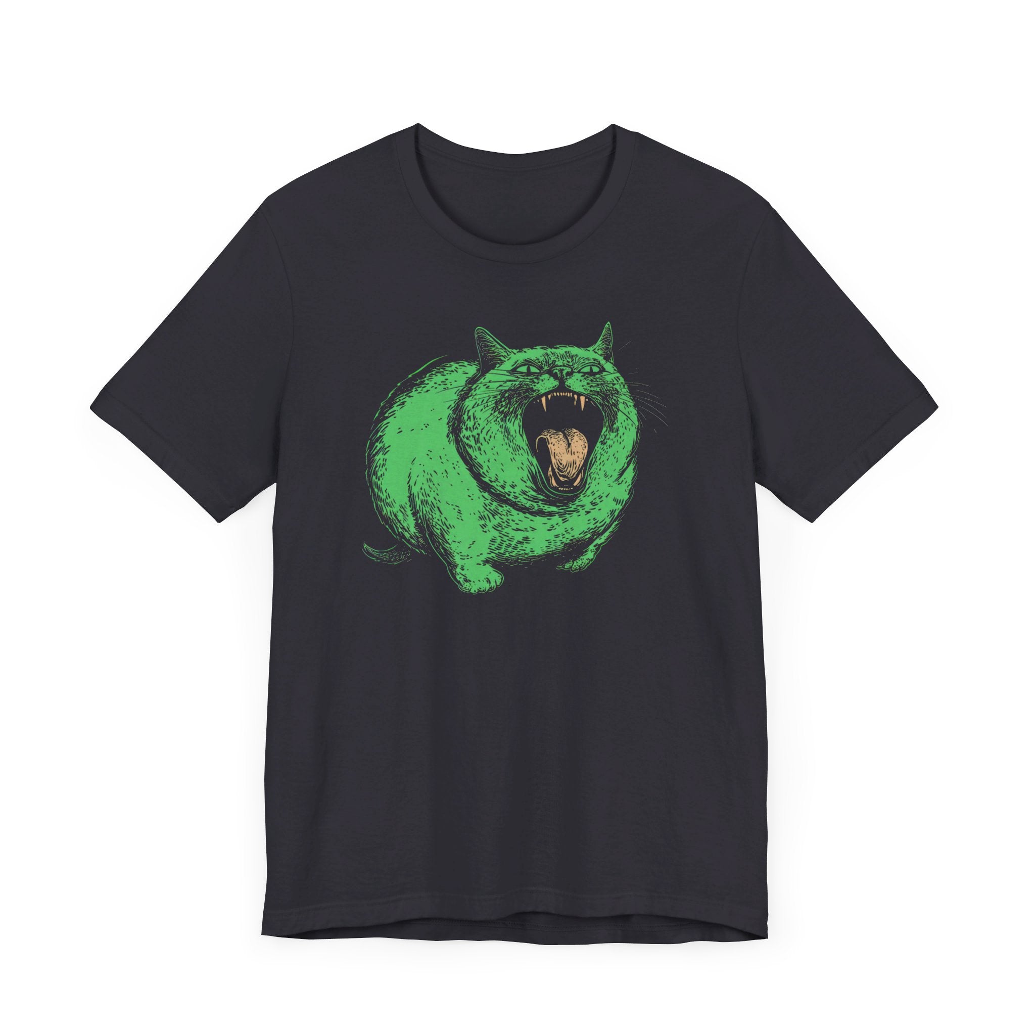 Green Monster Cat T-Shirt - Fierce Feline Halloween Graphic Tee