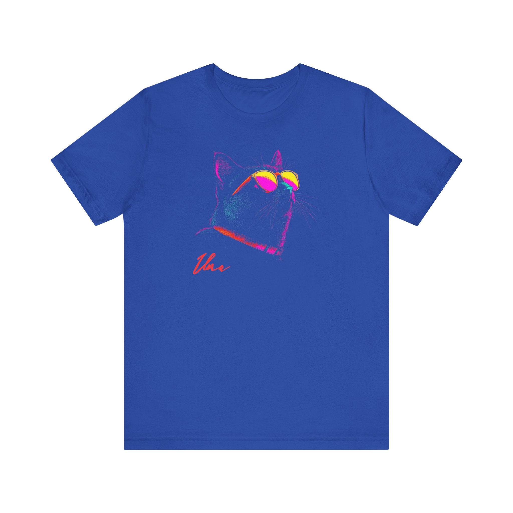 Neon Cool Cat Graphic Tee – Retro Vibes Cat Lover Shirt