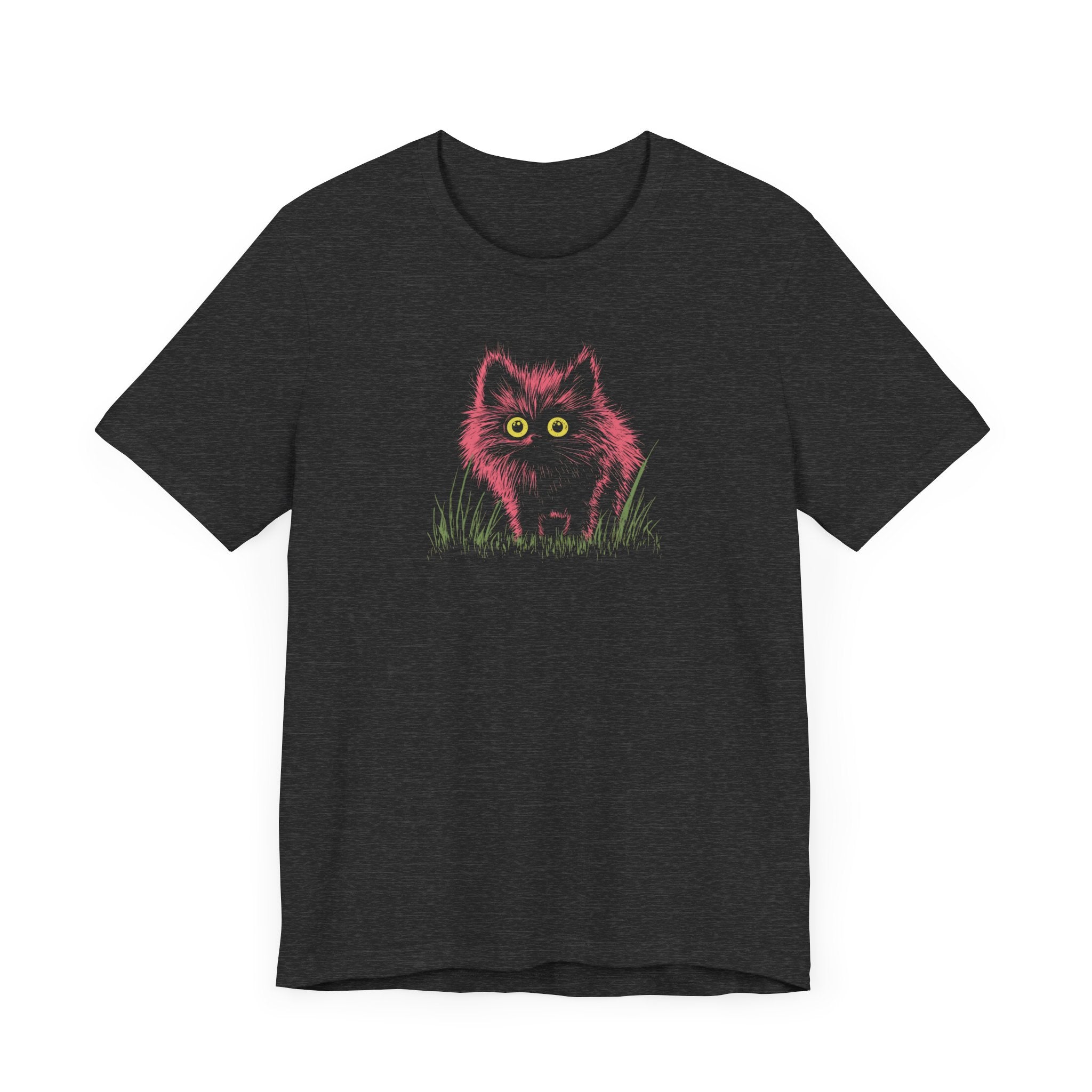 Neon Pink Fluffy Cat Graphic Tee
