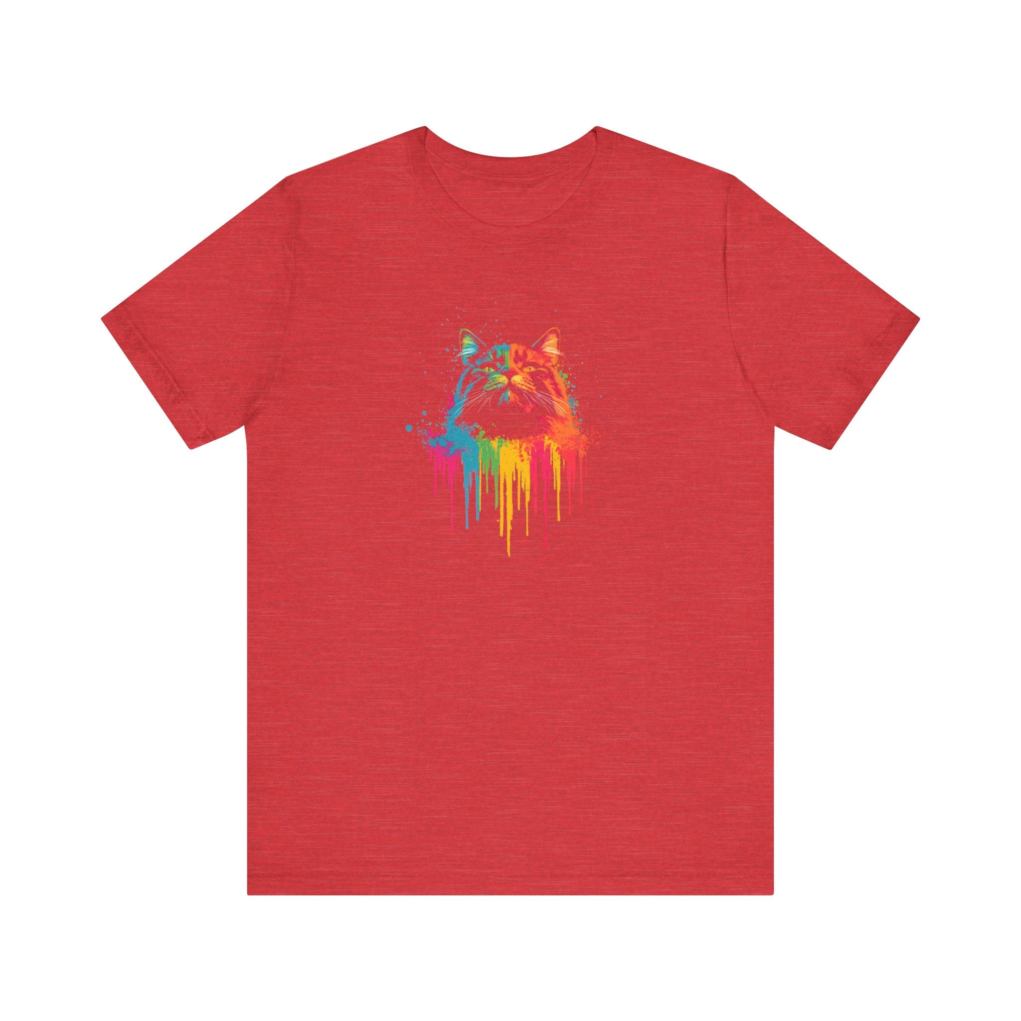 Colorful Dripping Cat T-Shirt - Vibrant Feline Art Tee