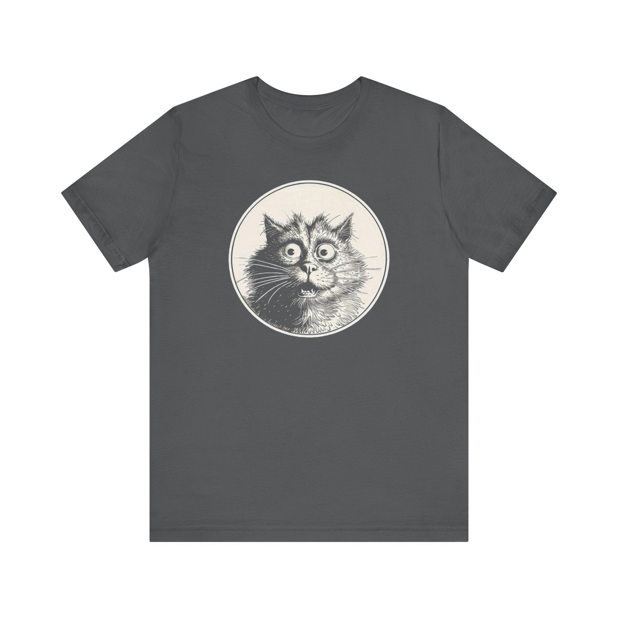 Surprised Cat Graphic Tee – Vintage Style Cat Lover Shirt
