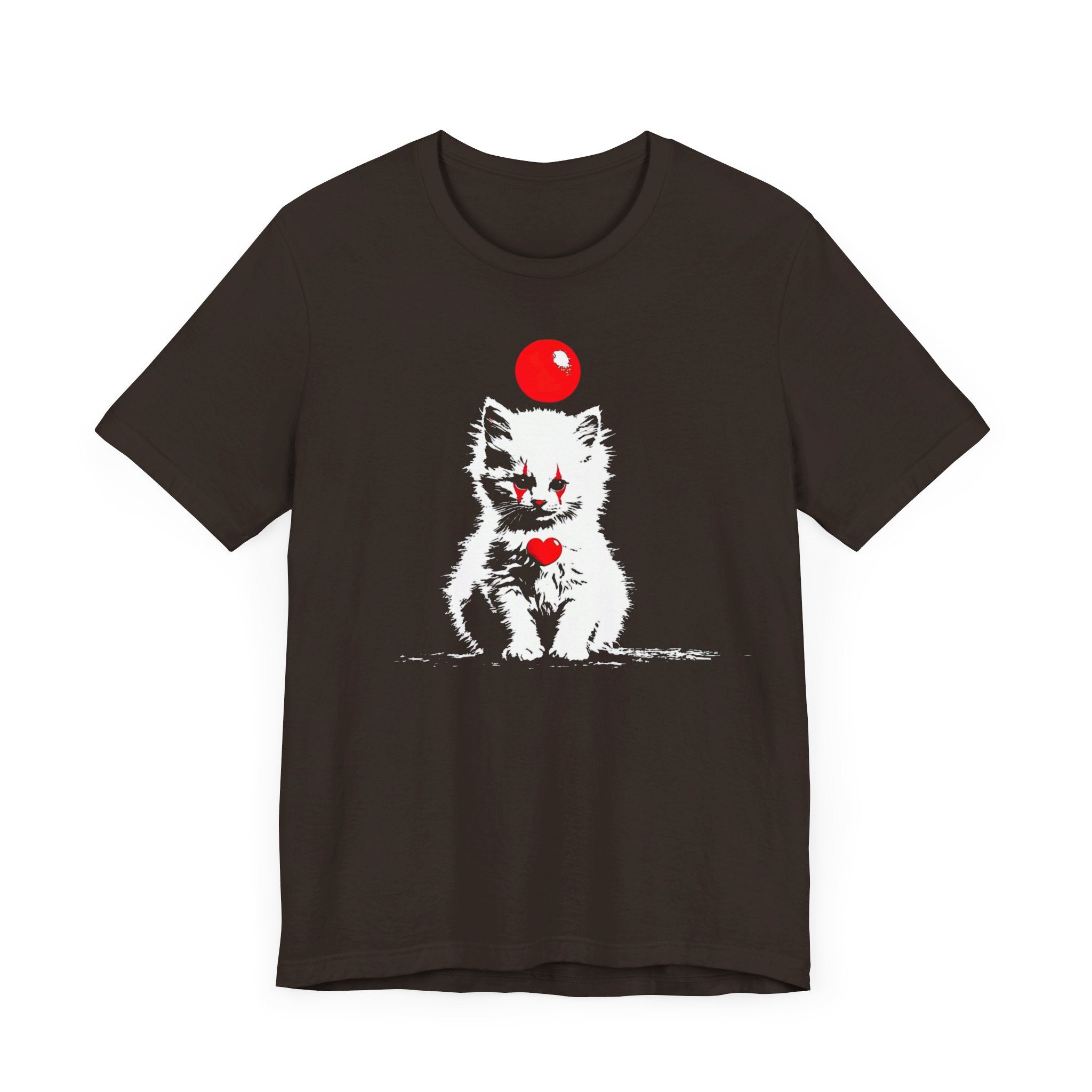 Creepy Clown Cat T-Shirt Playful and Spooky Design