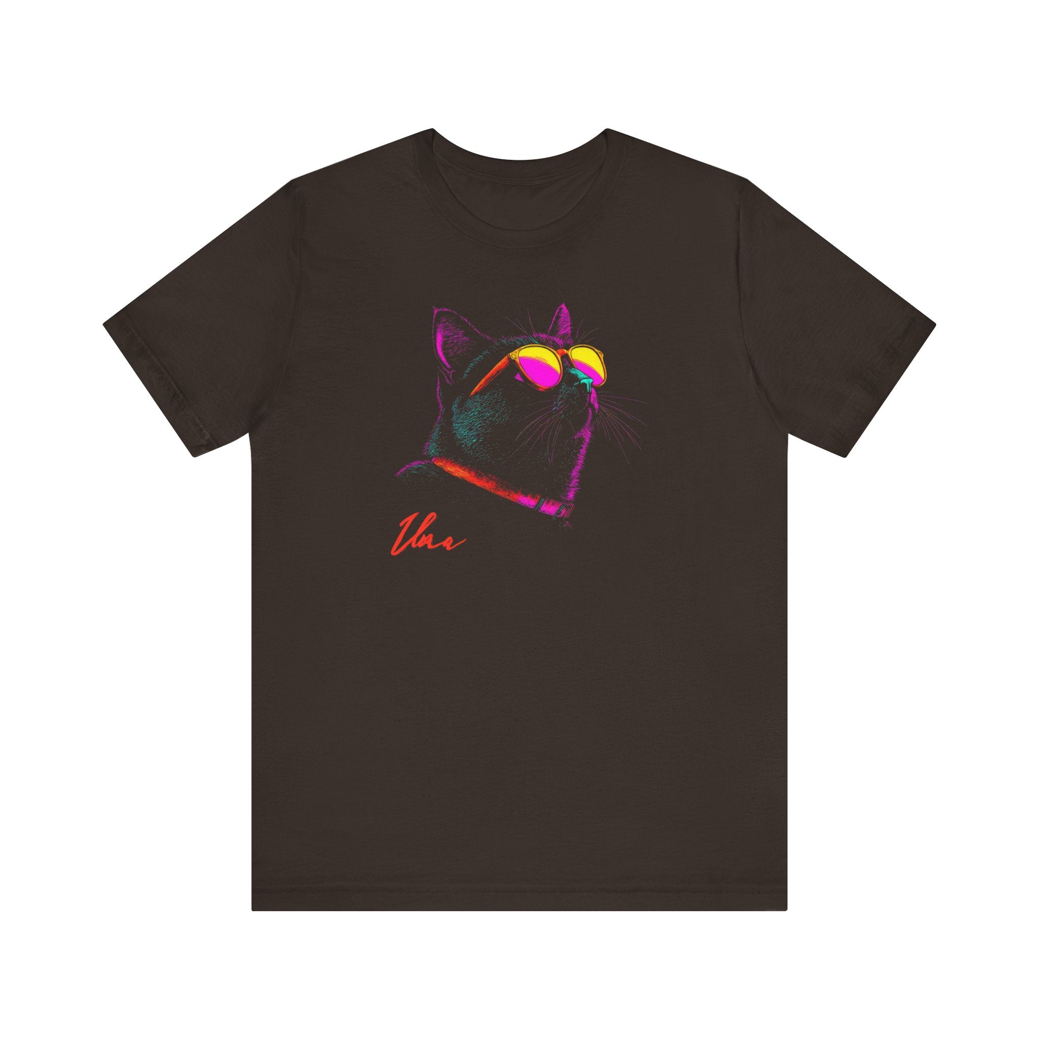 Neon Cool Cat Graphic Tee – Retro Vibes Cat Lover Shirt