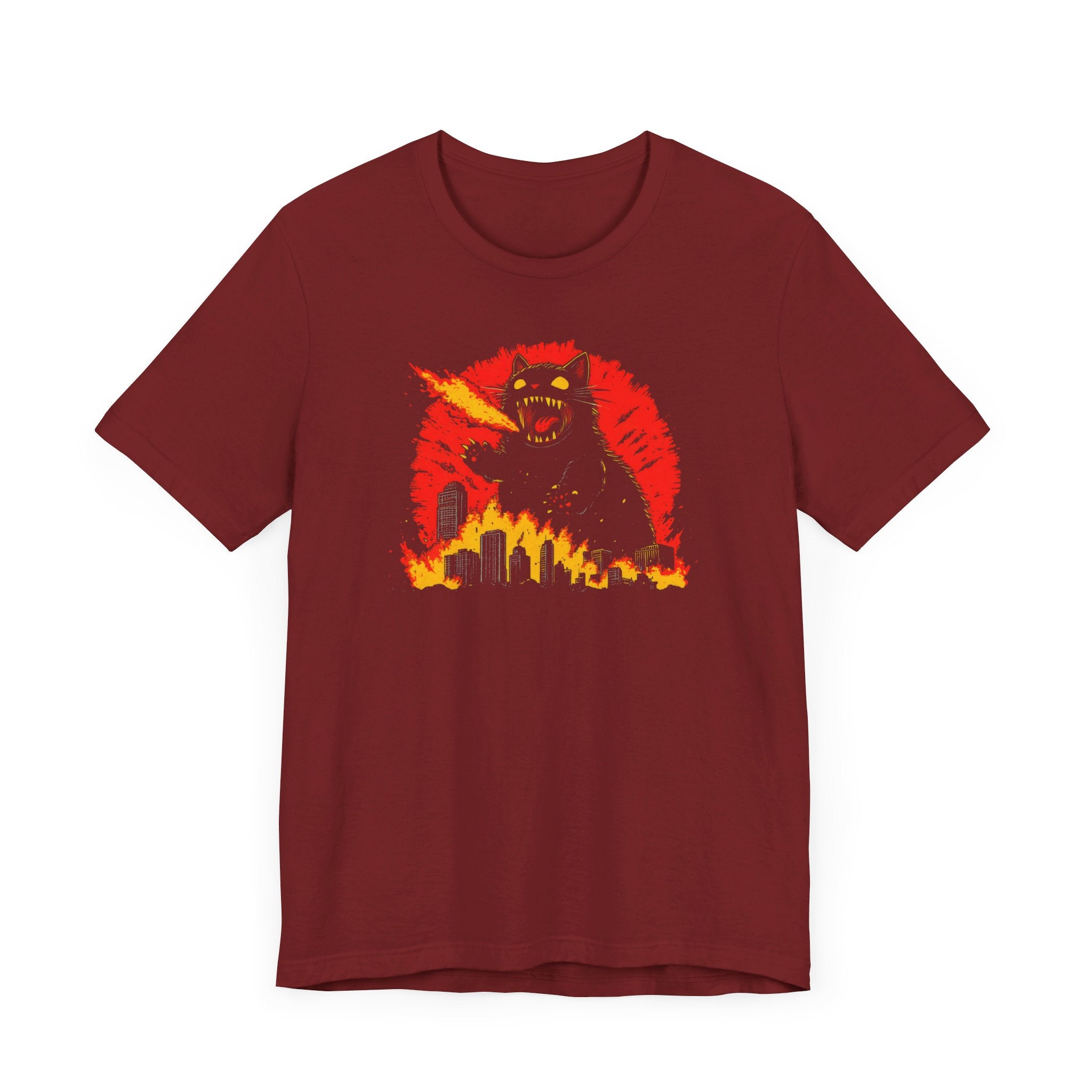 Catzilla Firestorm T-Shirt Fierce Cat Flame Attack Design