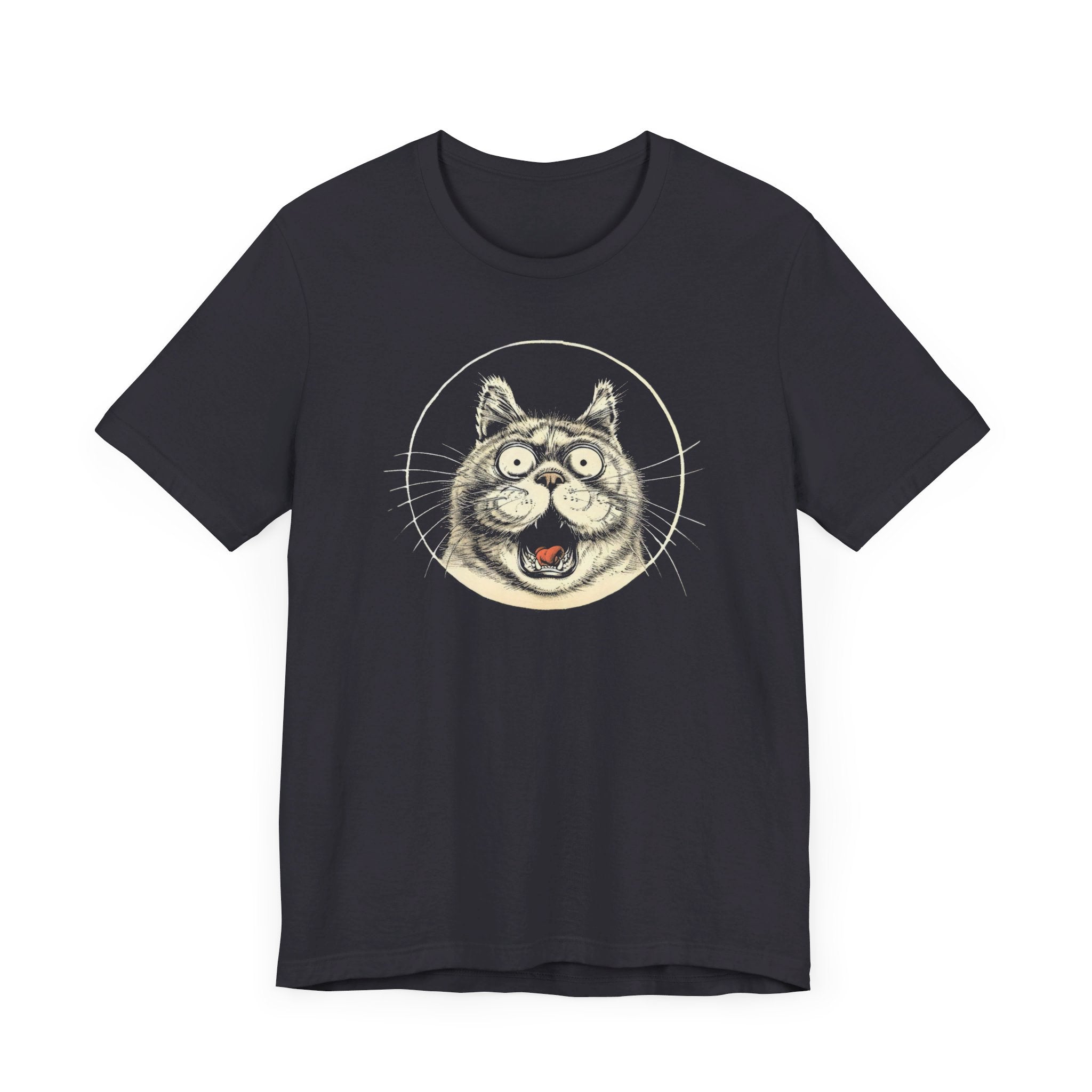 Excited Cat Graphic Tee – Vintage Style Cat Lover Shirt