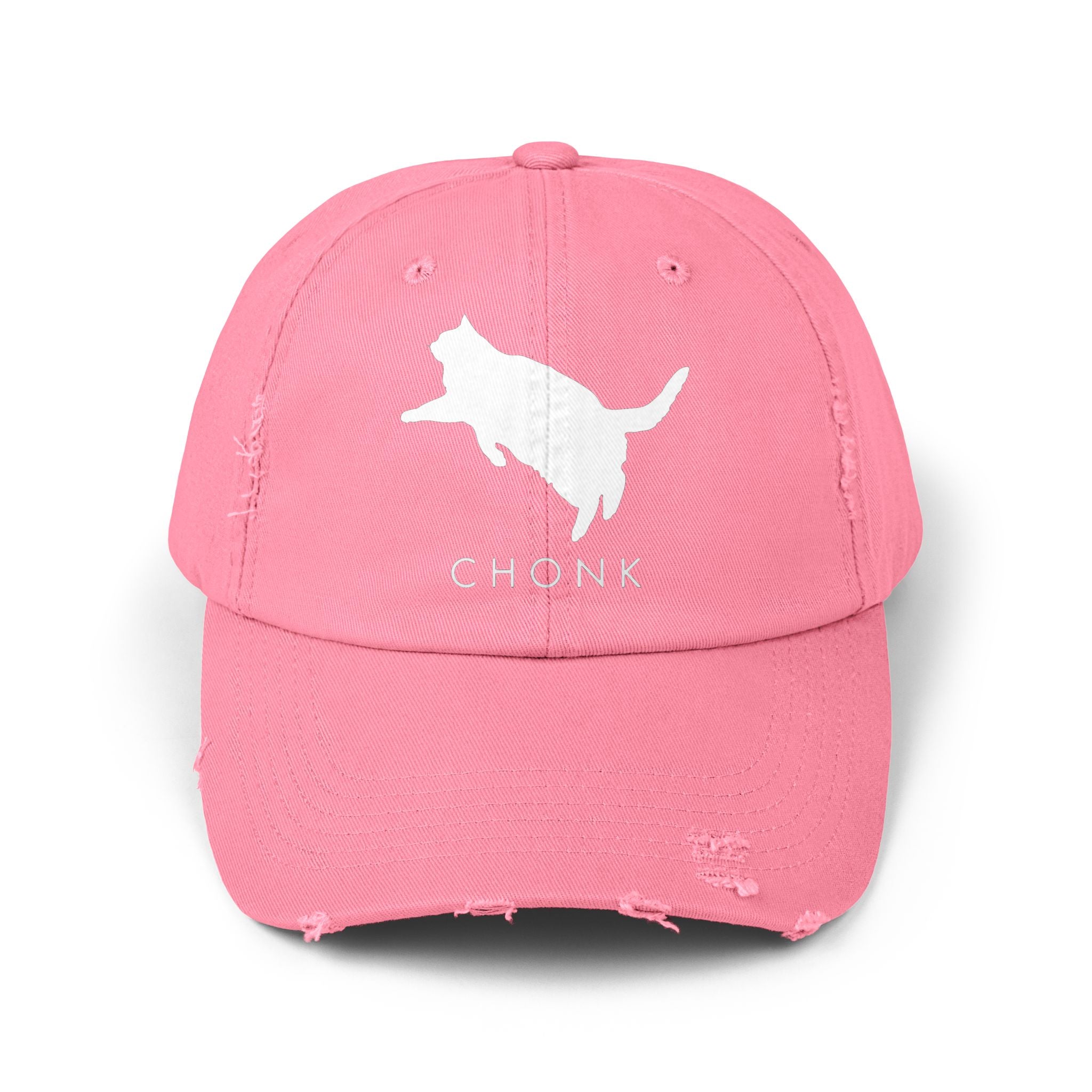 Distressed Cat Lover Cap (White Logo), Funny Pet Hat for Cat Owners, Adjustable Cap for Summer, Gift for Cat Lovers, Cute Chonk Cap