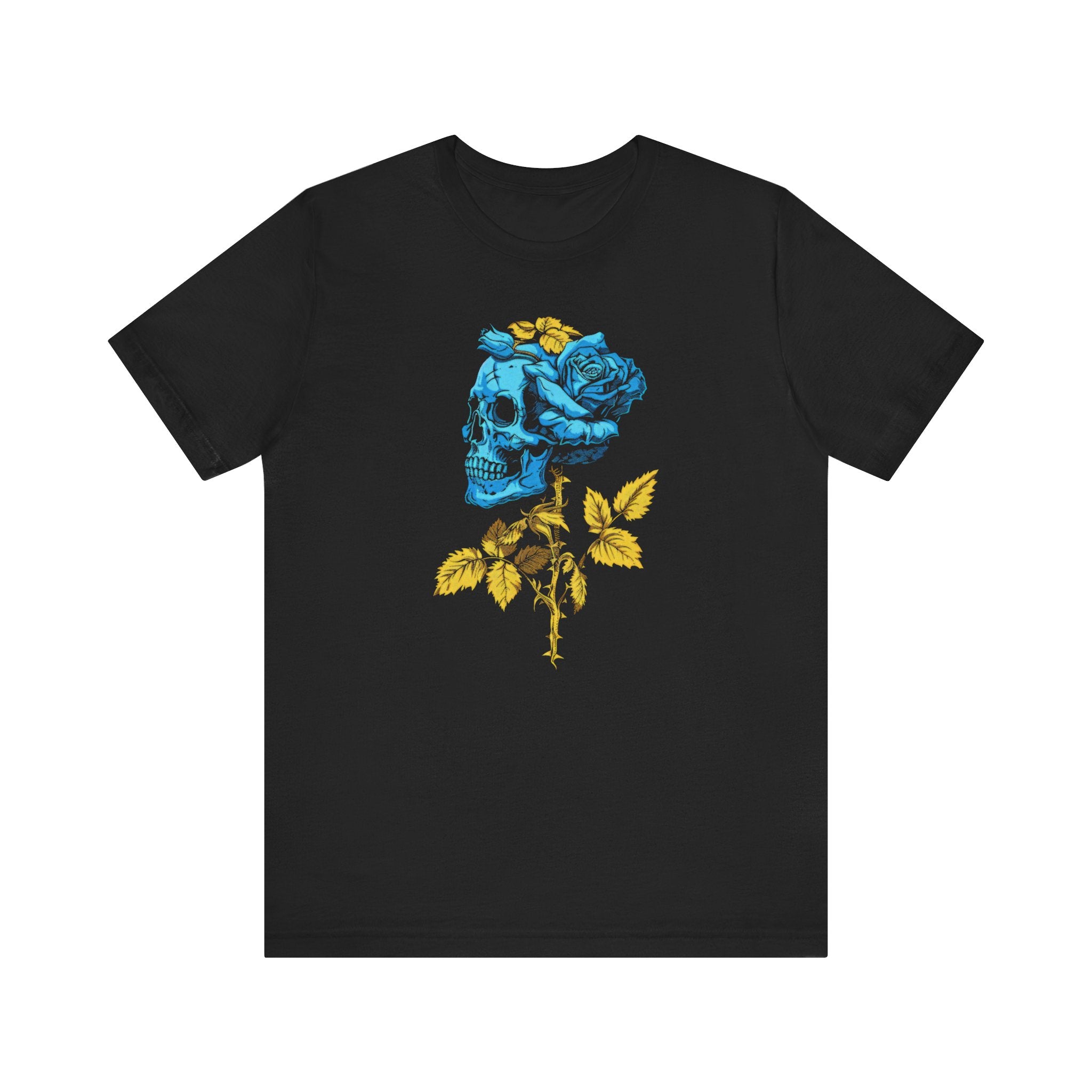 Blue Skull and Rose Graphic Tee