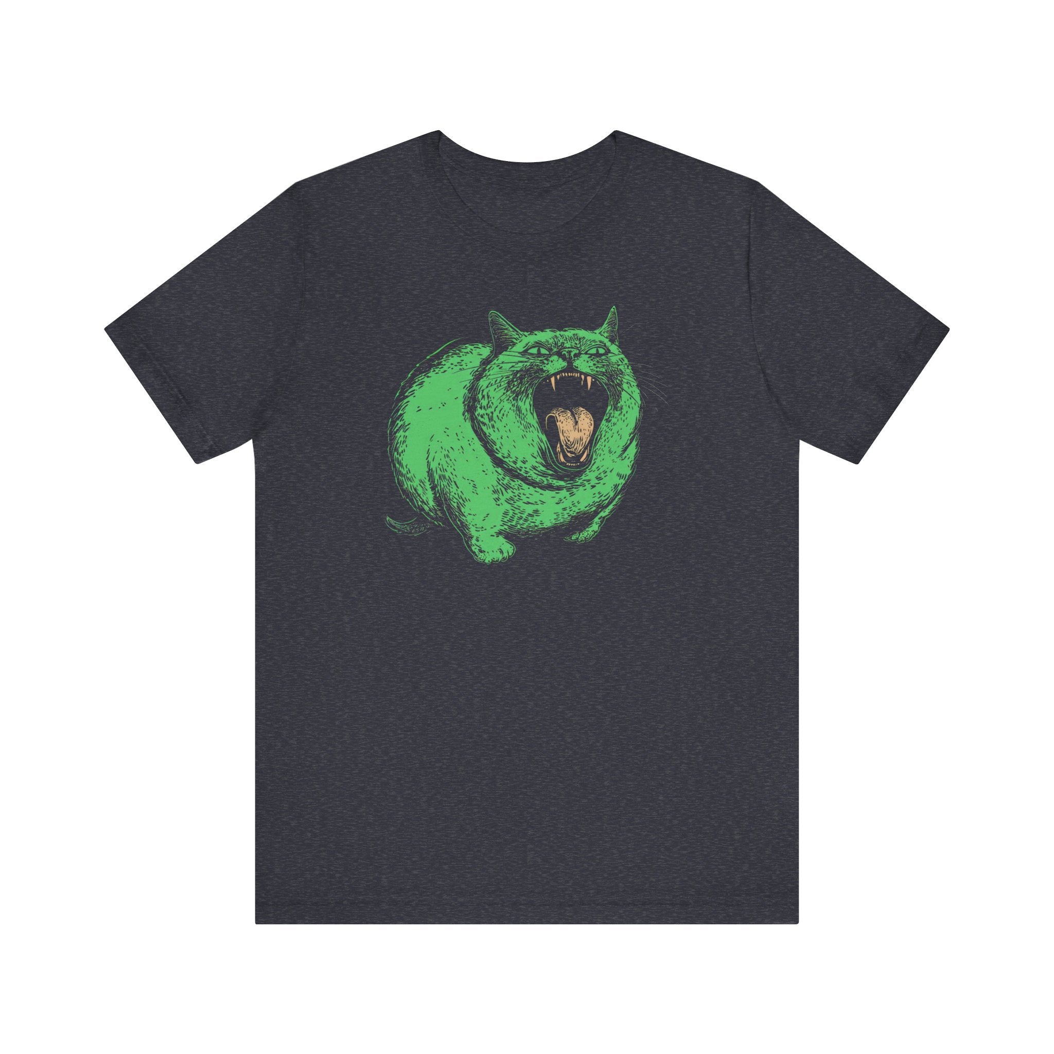 Green Monster Cat T-Shirt - Fierce Feline Halloween Graphic Tee