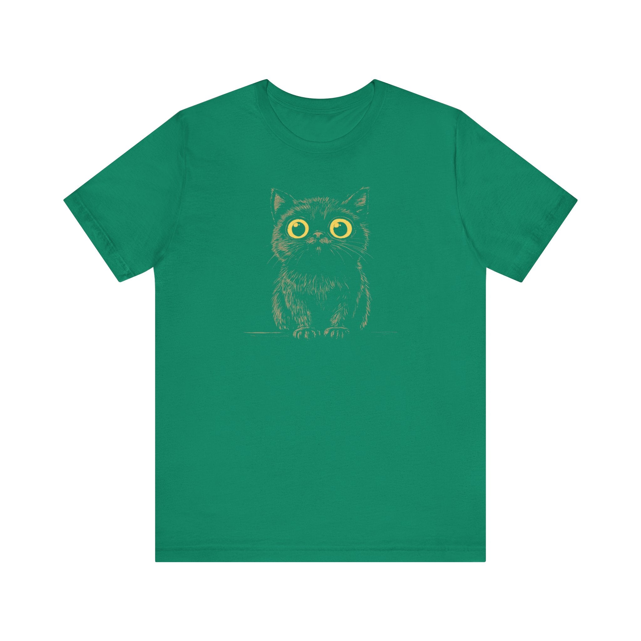 Cute Wide-Eyed Black Cat Graphic Tee
