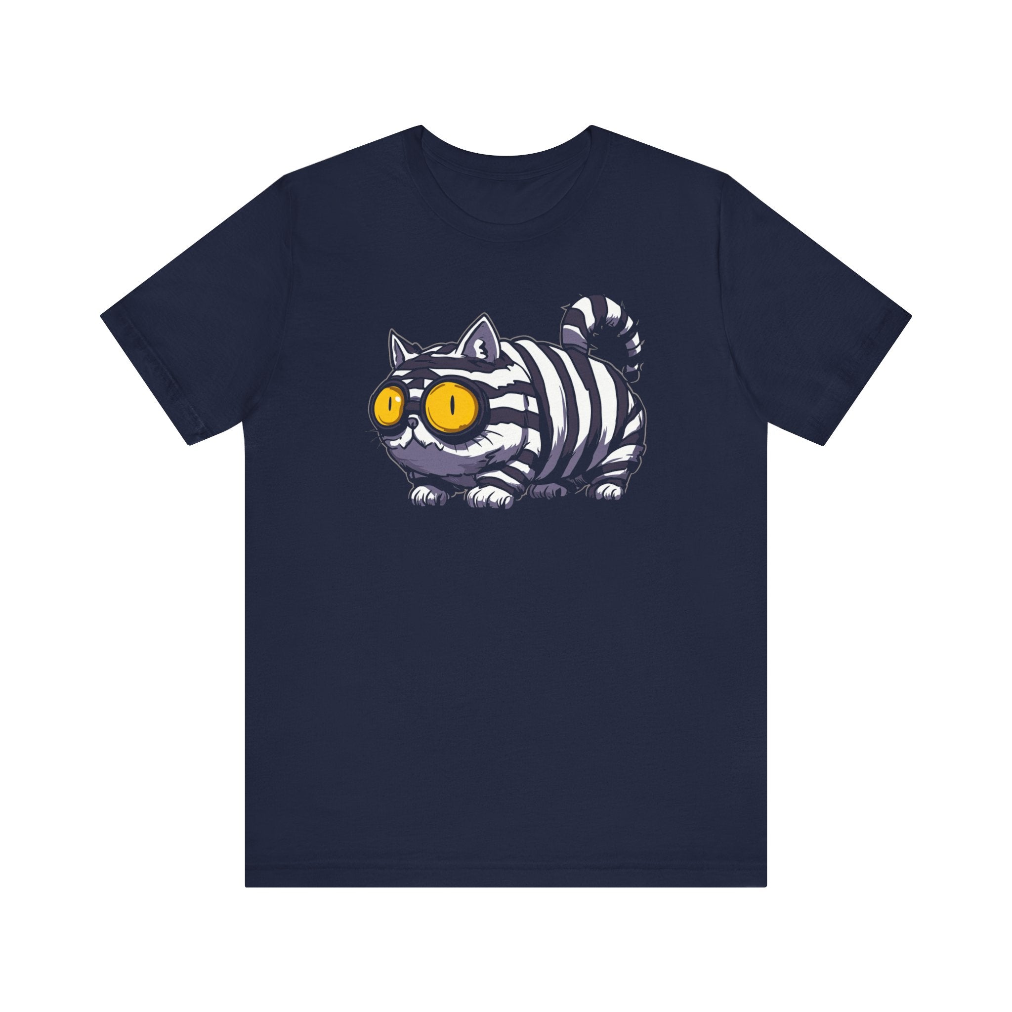 Striped Cat with Glasses T-Shirt Funny Cartoon Design