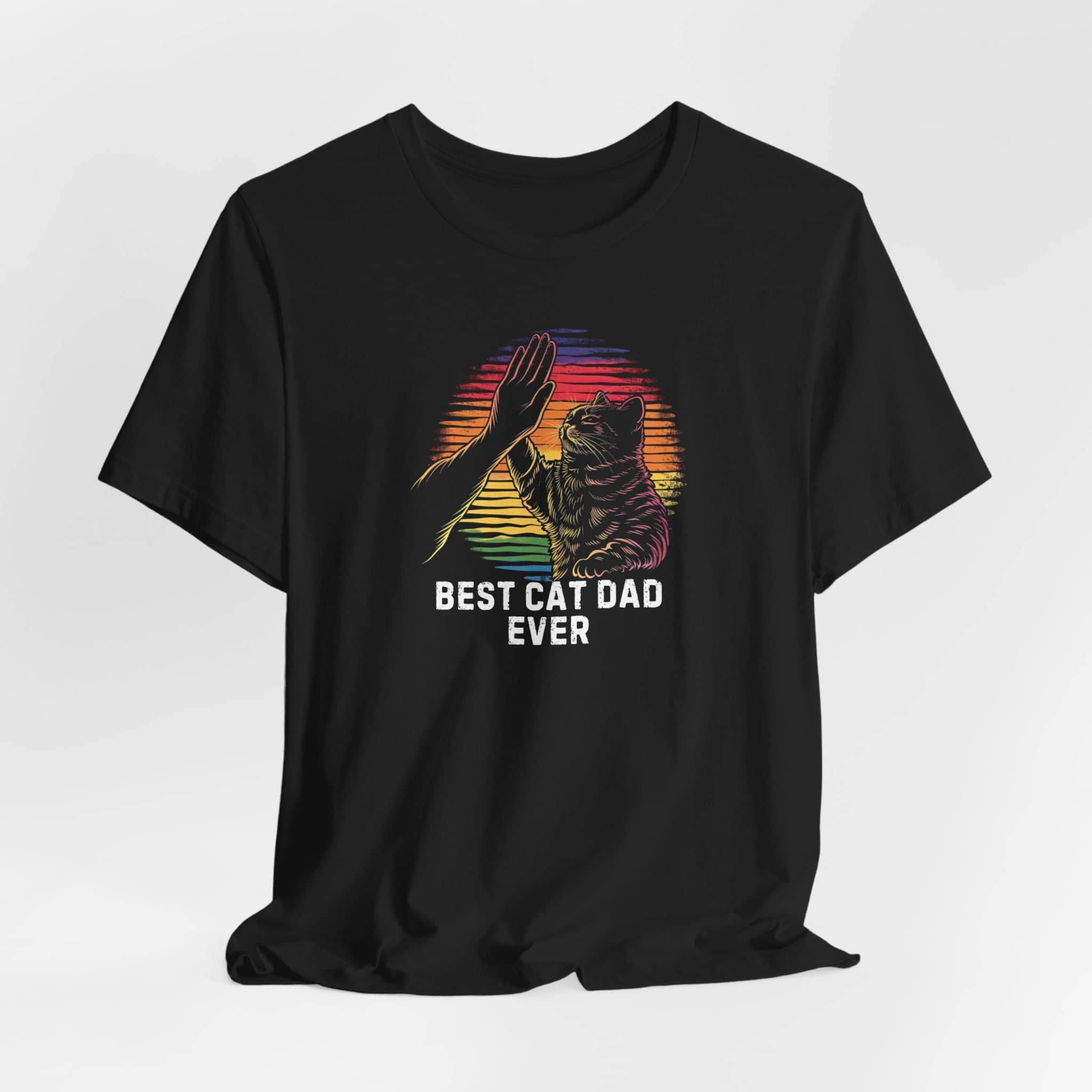 Best Cat Dad Ever Retro High Five Shirt Funny Cat Lover Tee