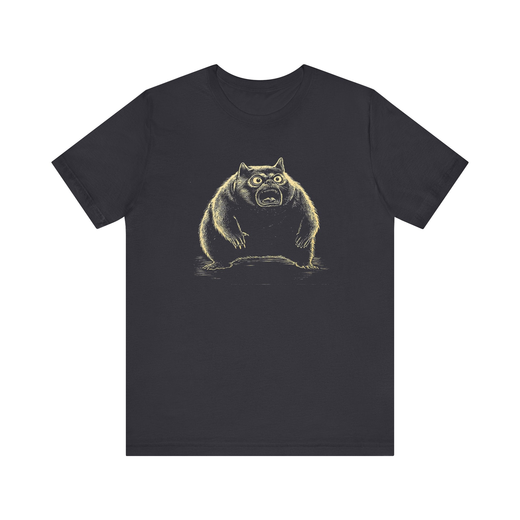 Quirky Angry Cat Illustration T-Shirt – Funny Cat Lover Tee